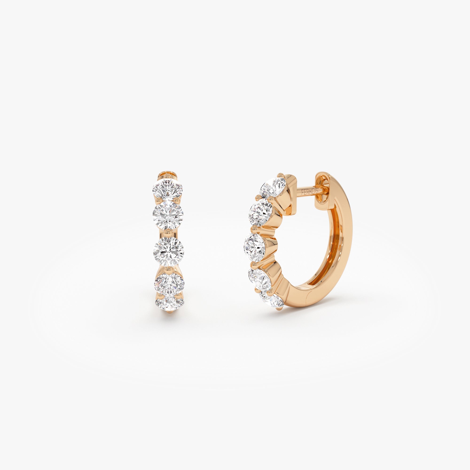 OBFJ1013 - 14k Shared Prong Diamond Hoops 5