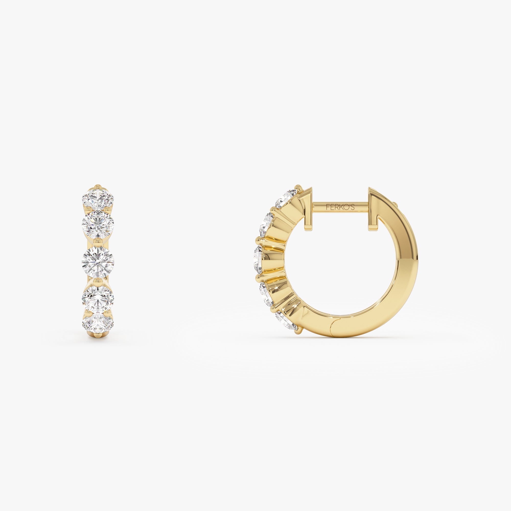OBFJ1013 - 14k Shared Prong Diamond Hoops 7
