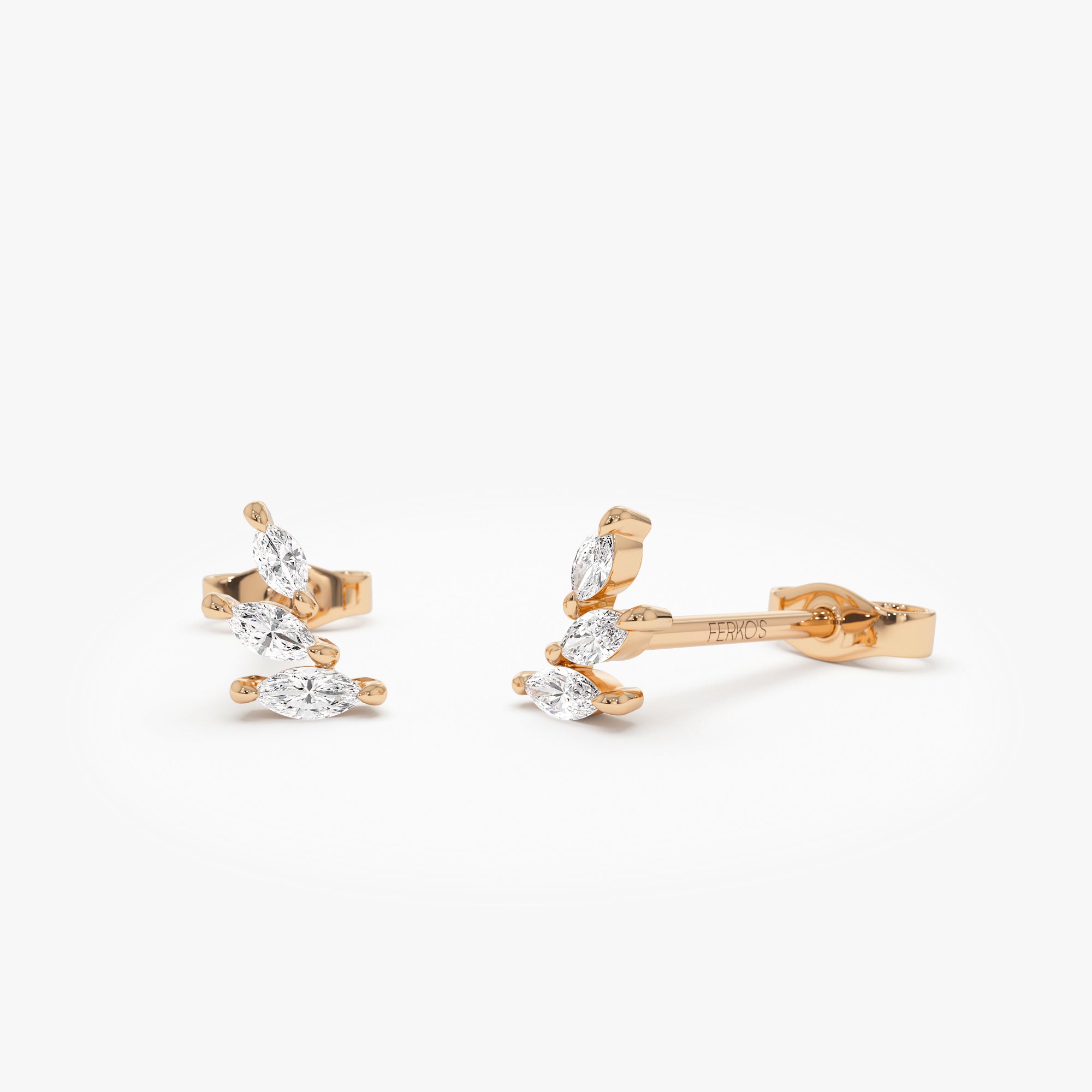 OBFJ0755 - 14k Marquise Shaped Diamond Mini Ear Climber 5