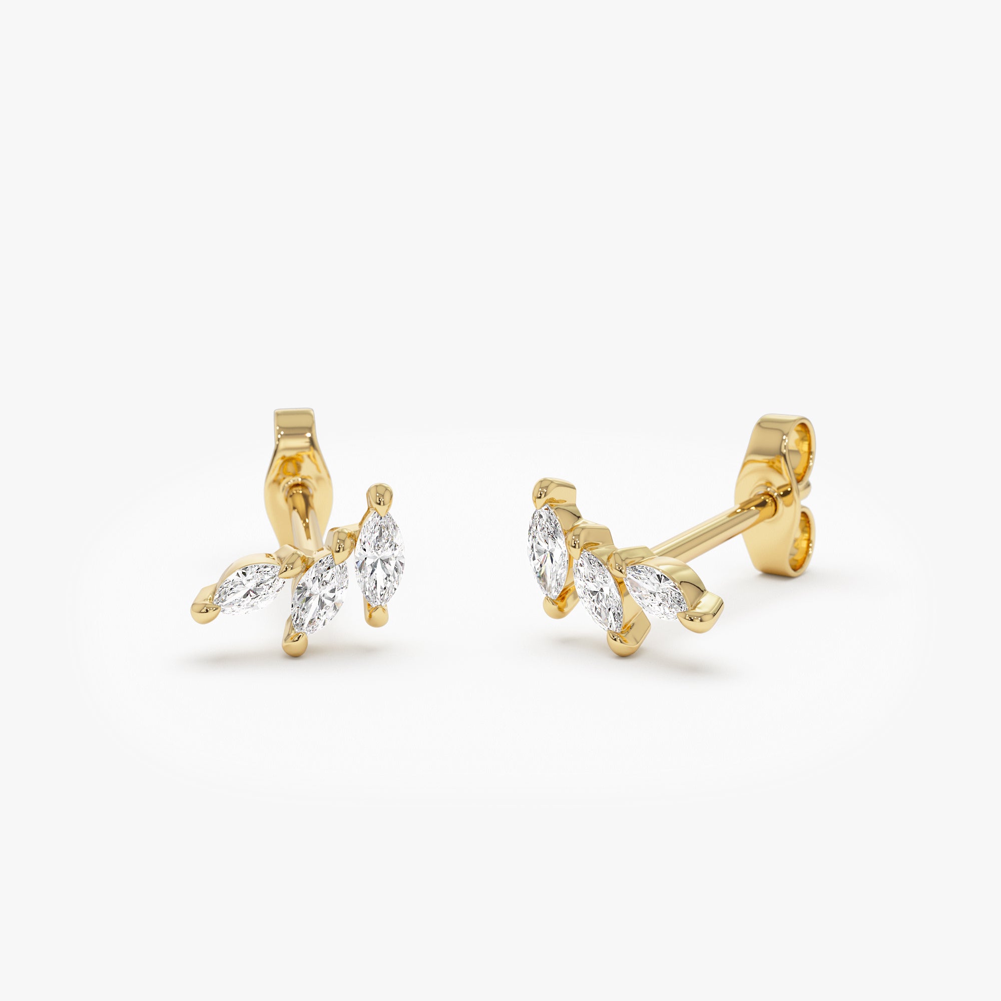 OBFJ0755 - 14k Marquise Shaped Diamond Mini Ear Climber 7