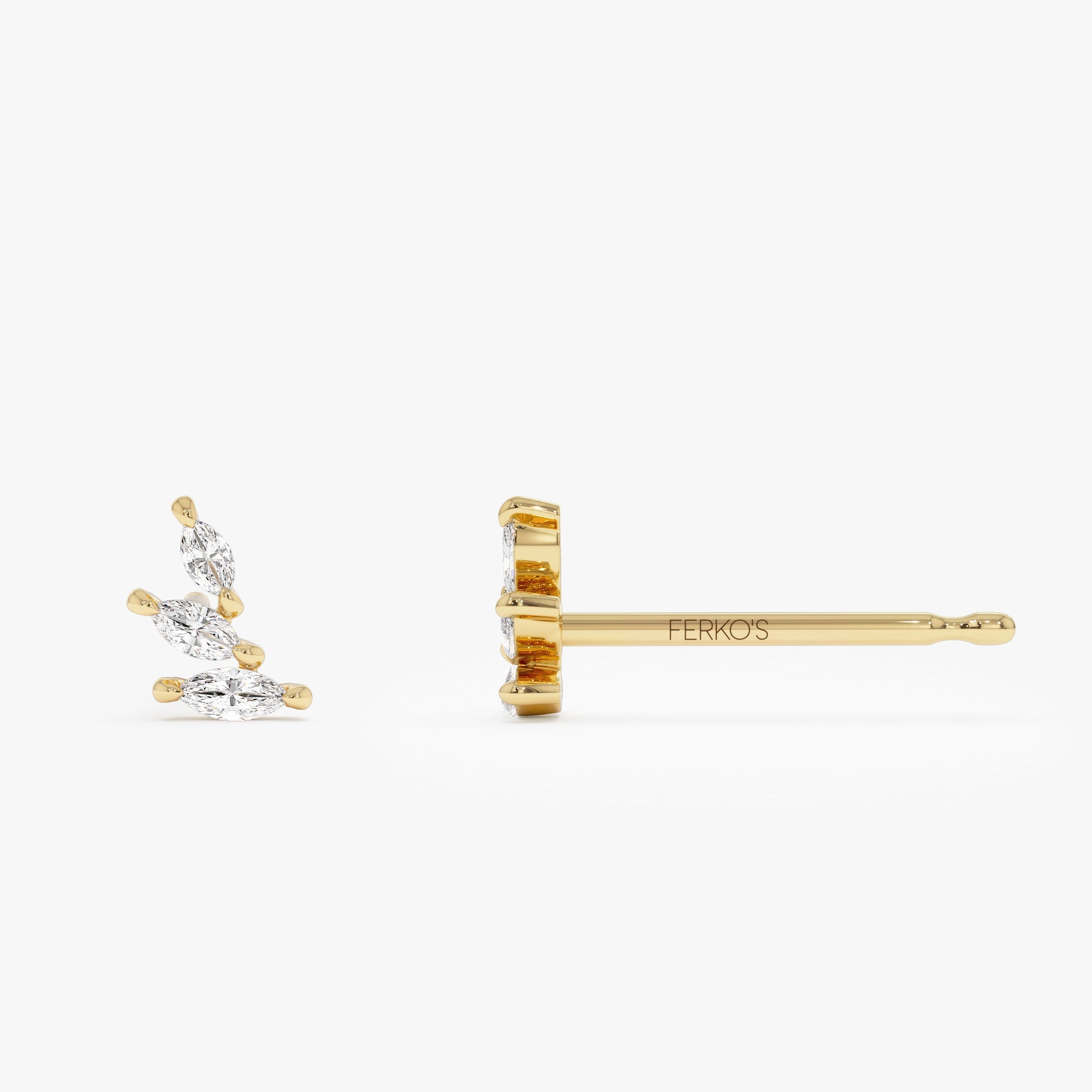 OBFJ0755 - 14k Marquise Shaped Diamond Mini Ear Climber 8
