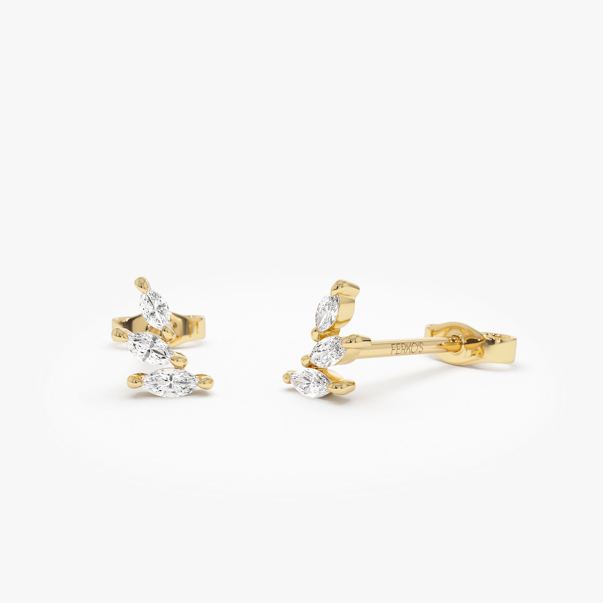 OBFJ0755 - 14k Marquise Shaped Diamond Mini Ear Climber 1