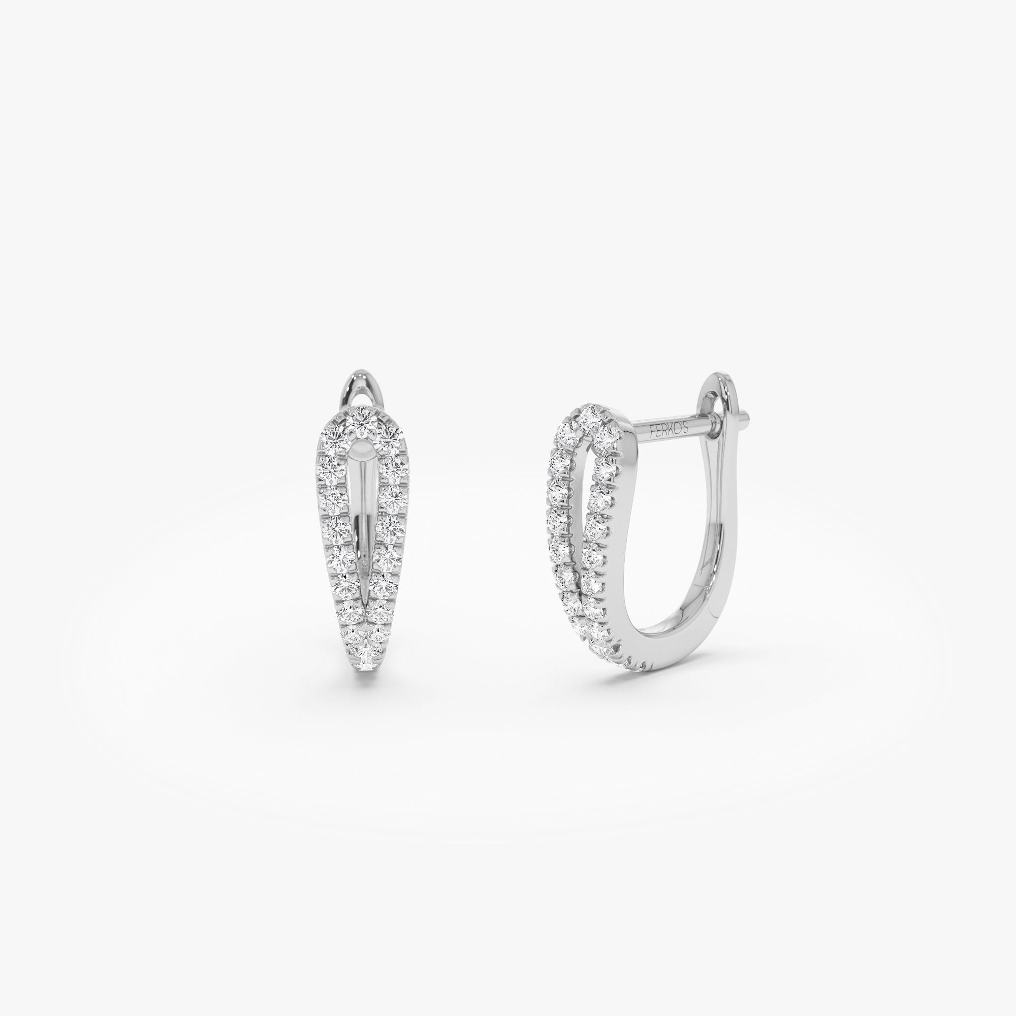 OBFJ0945 - 14k Double Mini Diamond Hoop Earrings 4