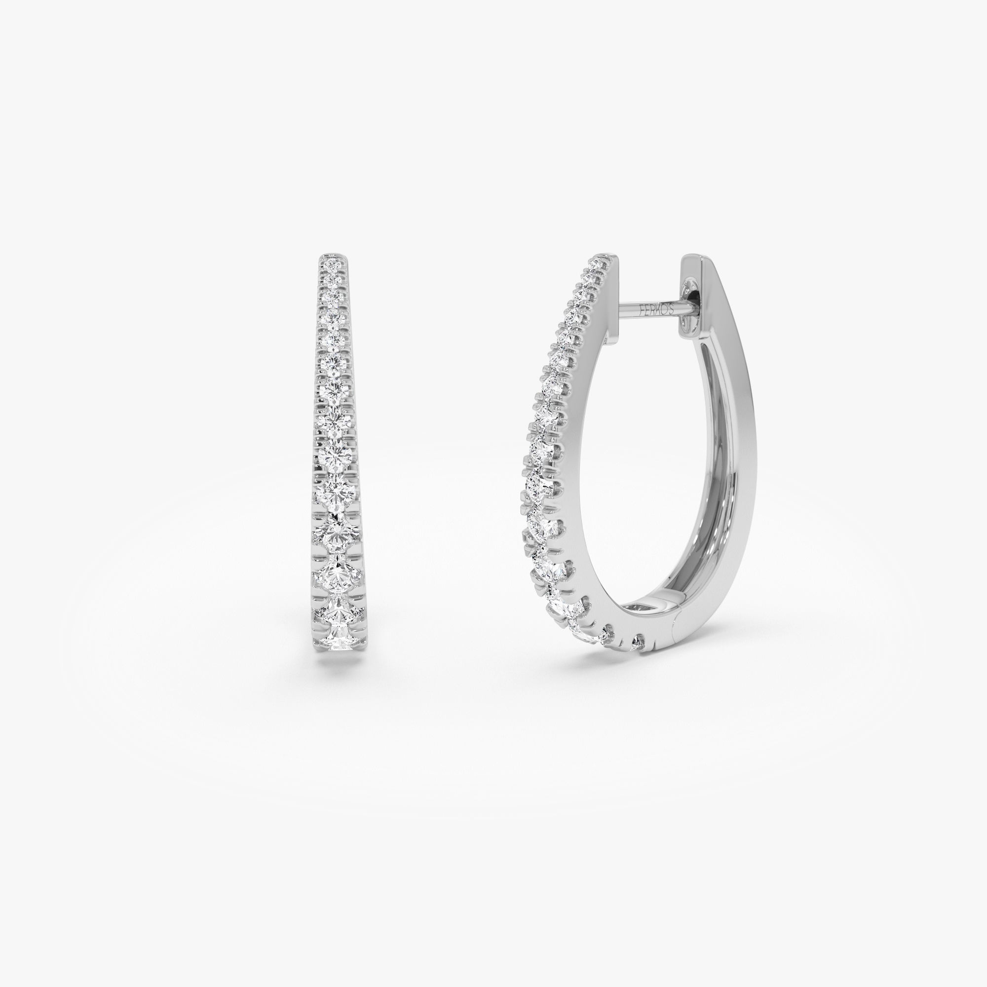 OBFJ0954 - 14k Graduating Statement Diamond Hoop Earrings 5