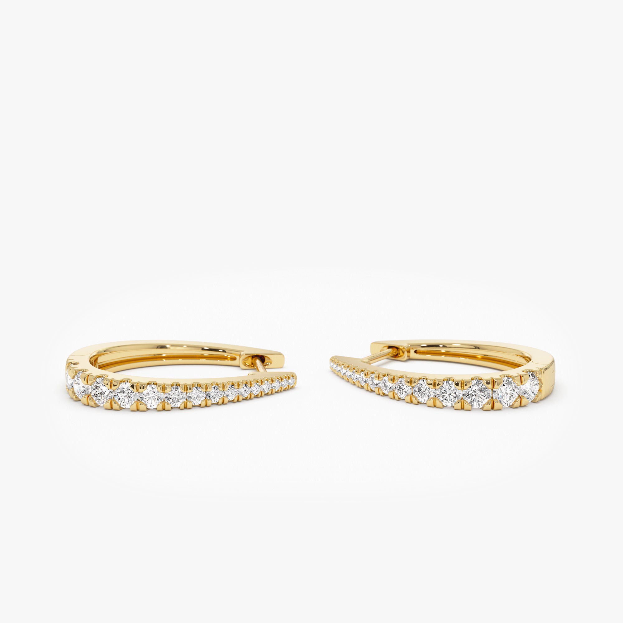 OBFJ0954 - 14k Graduating Statement Diamond Hoop Earrings 6