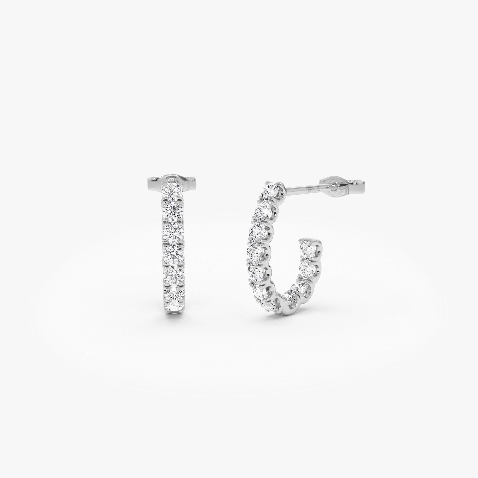 OBFJ0897 - 14k Inside Out J Hoop Diamond Earrings 6