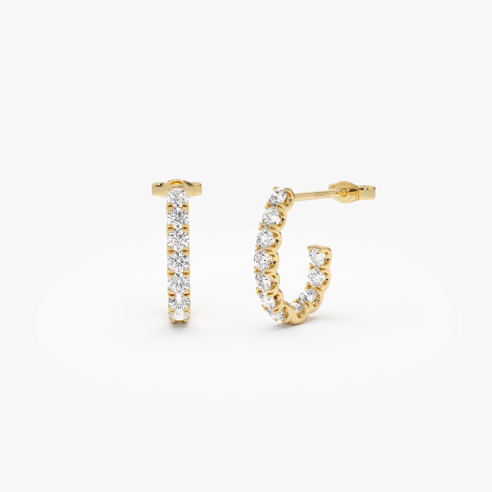 OBFJ0897 - 14k Inside Out J Hoop Diamond Earrings 1