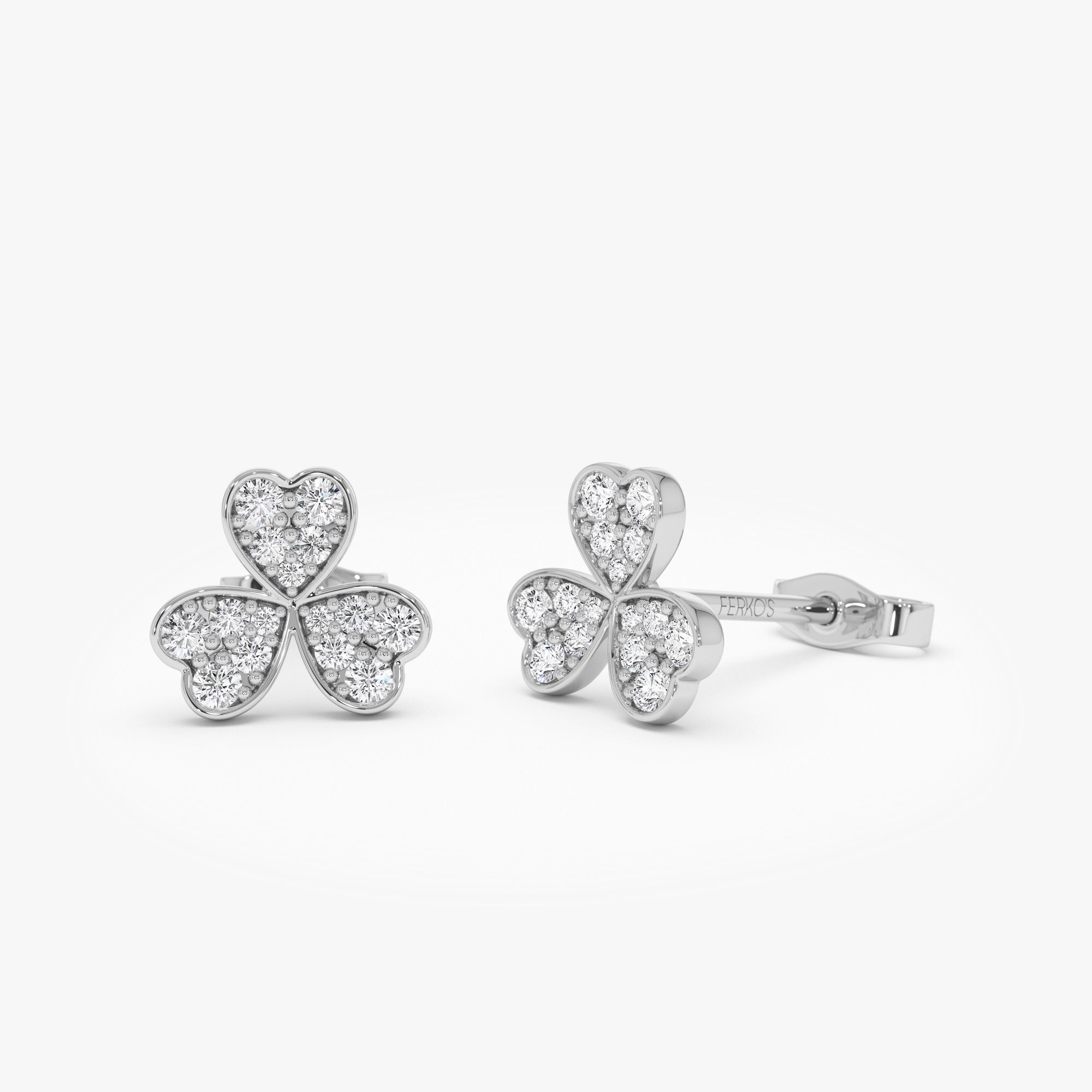OBFJ0875 - 14K Pave Clover Diamond Earrings 6