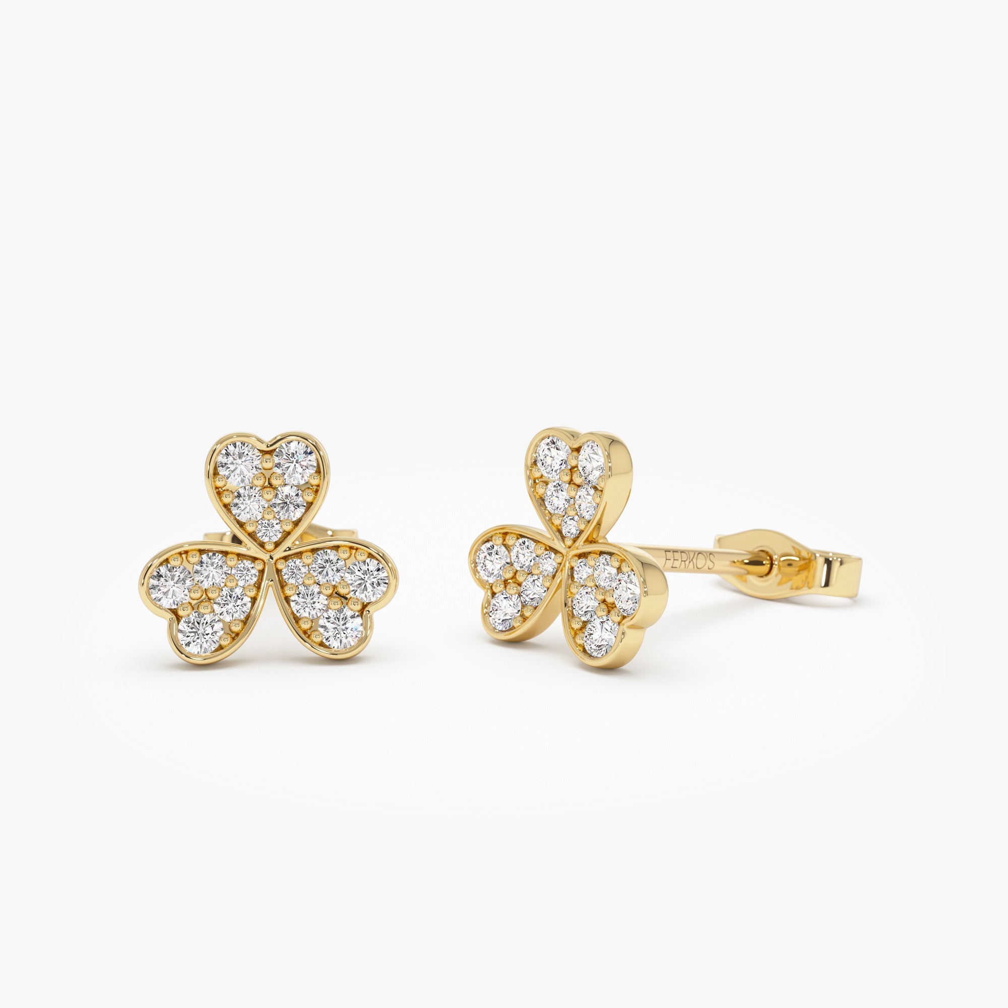 OBFJ0875 - 14K Pave Clover Diamond Earrings 1