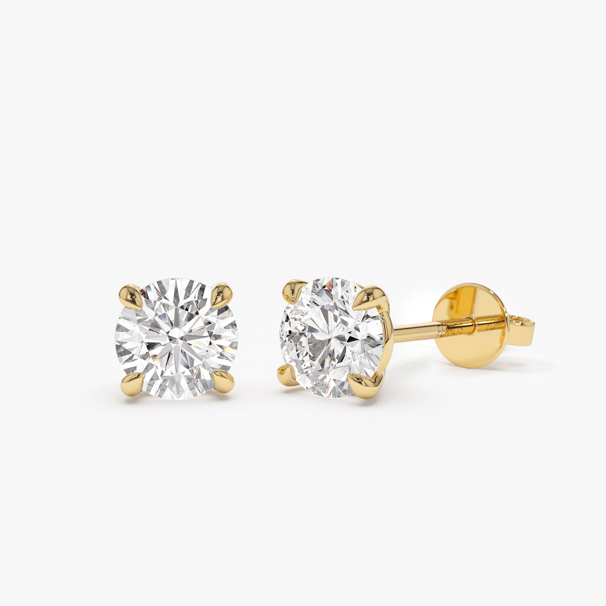 OBFJ0399 - 4.00 ctw 14k Classic Four Prong Lab Grown Round Diamond Studs - Lauren 1