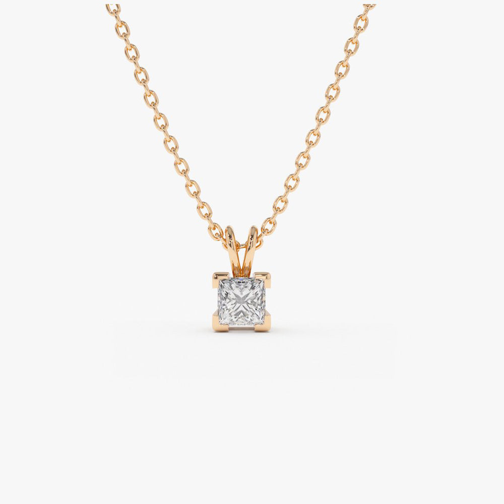 OBFJ1032 - 14k Princess-Cut Diamond Solitaire Pendant 3