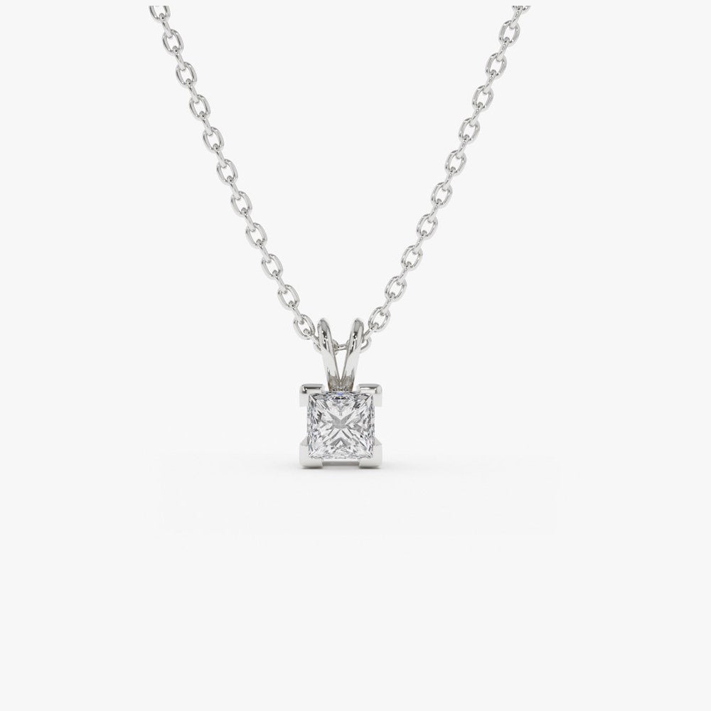 OBFJ1032 - 14k Princess-Cut Diamond Solitaire Pendant 4