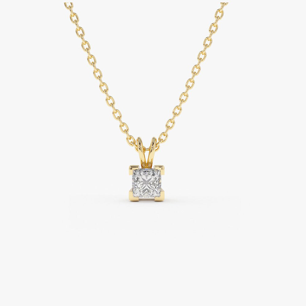 OBFJ1032 - 14k Princess-Cut Diamond Solitaire Pendant 1