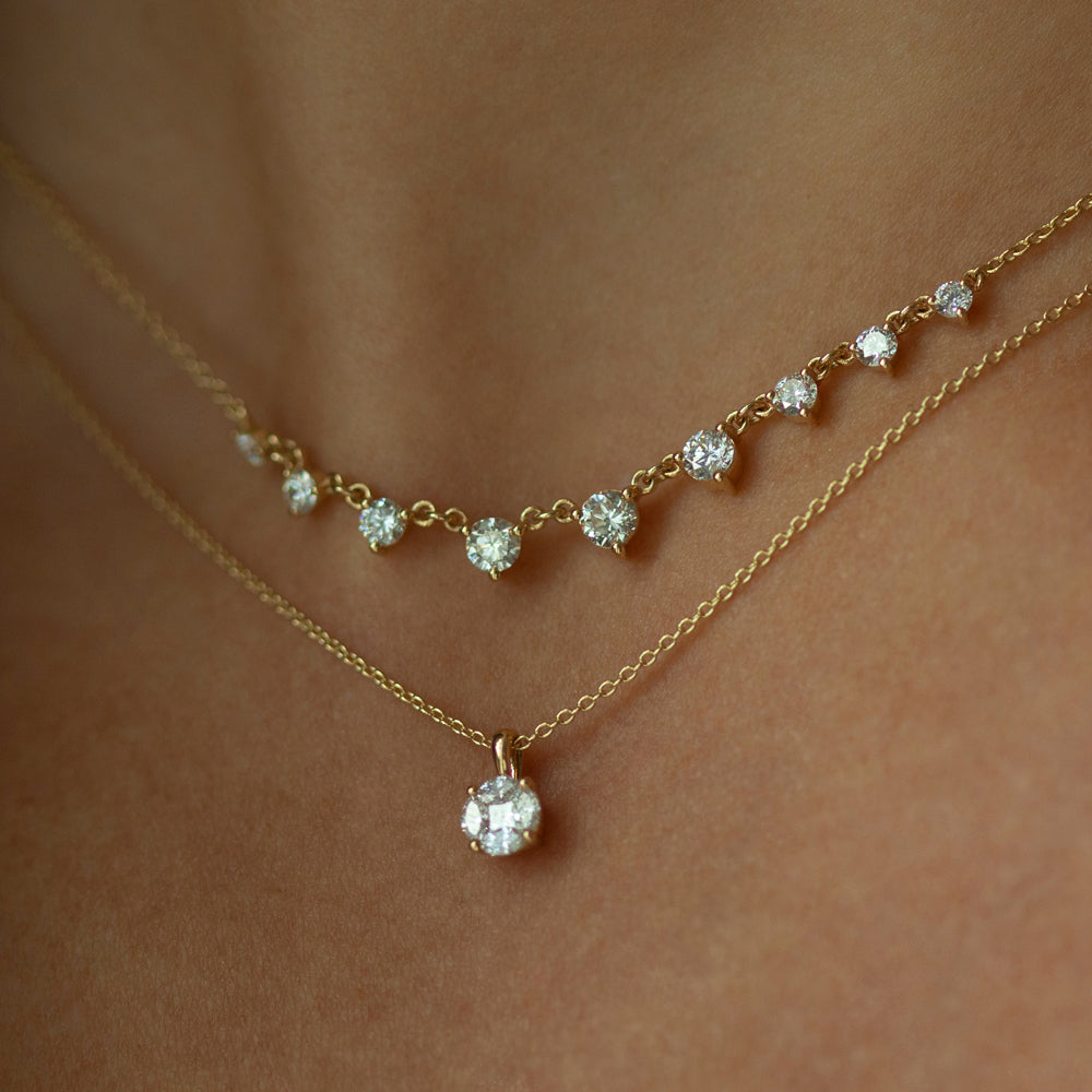 OBFJ0222 - 14k Rose 0.25ctw Illusion Setting Brilliant Diamond Necklace 2