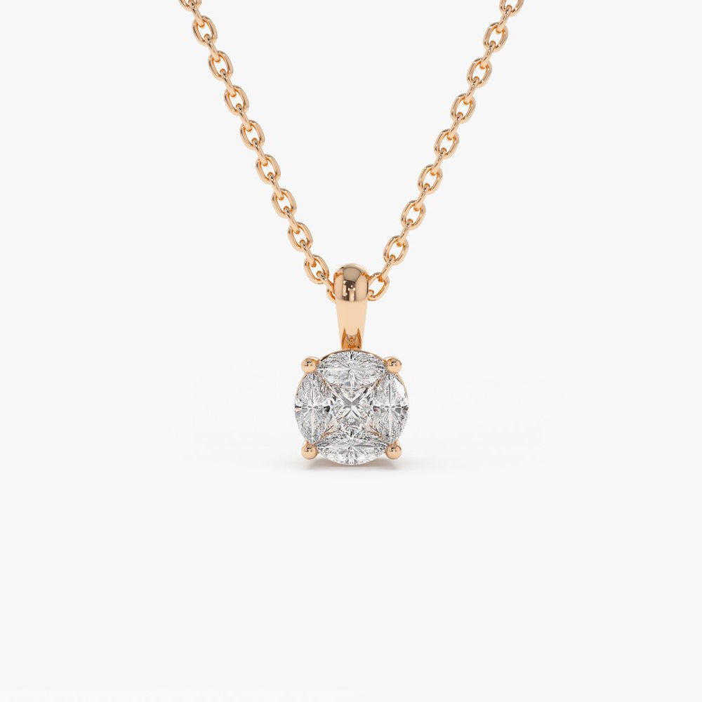 OBFJ1979 - 14k 0.25ctw Illusion Setting Brilliant Diamond Necklace 3