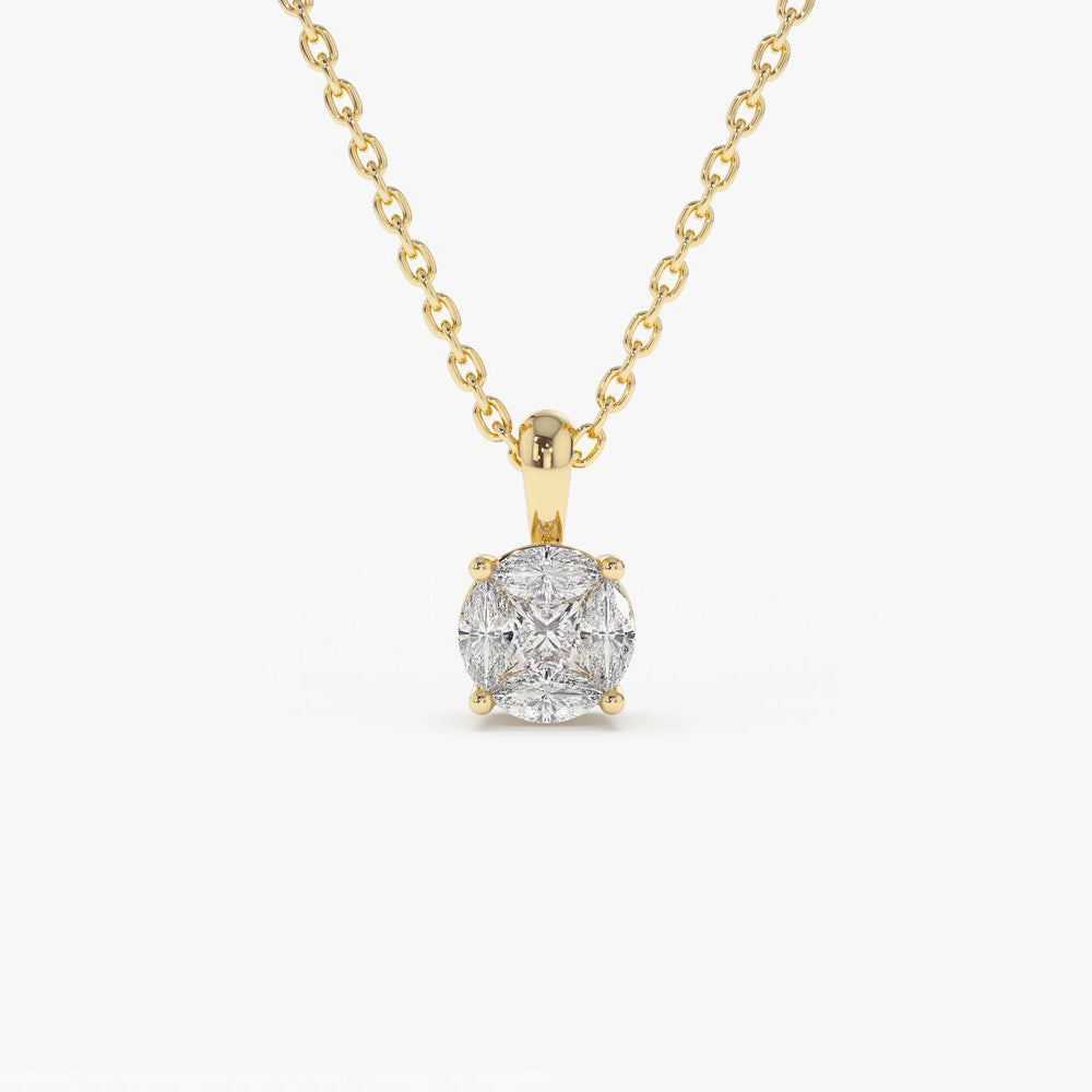 OBFJ1979 - 14k 0.25ctw Illusion Setting Brilliant Diamond Necklace 1