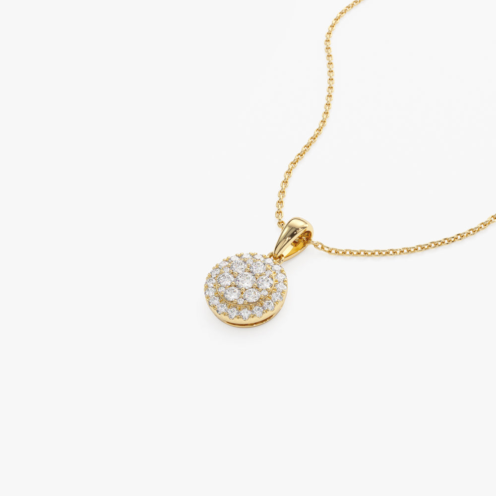 OBFJ2258 - Diamond Round Illusion Cluster Necklace necklace in selectable metal and diamond options - Roselle Jewelry view 8