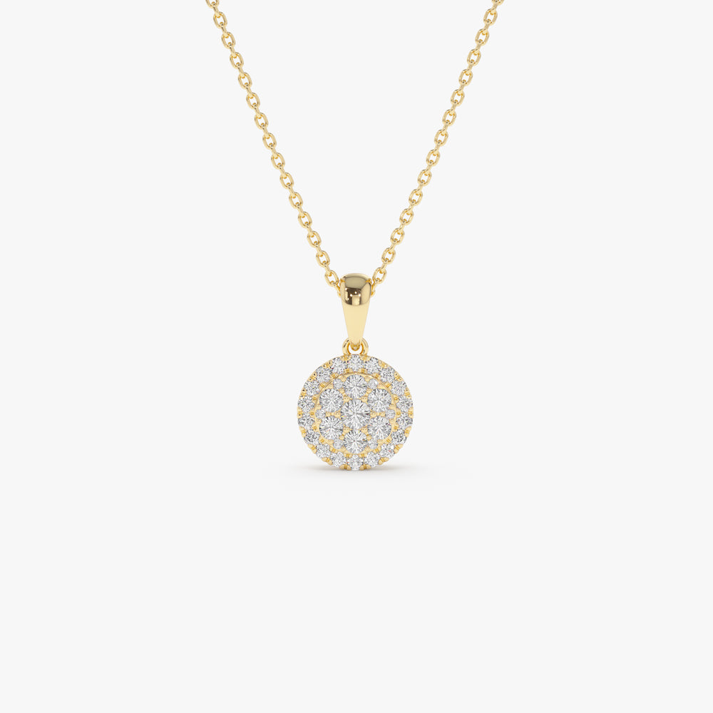 OBFJ2258 - Diamond Round Illusion Cluster Necklace necklace in selectable metal and diamond options - Roselle Jewelry view 1