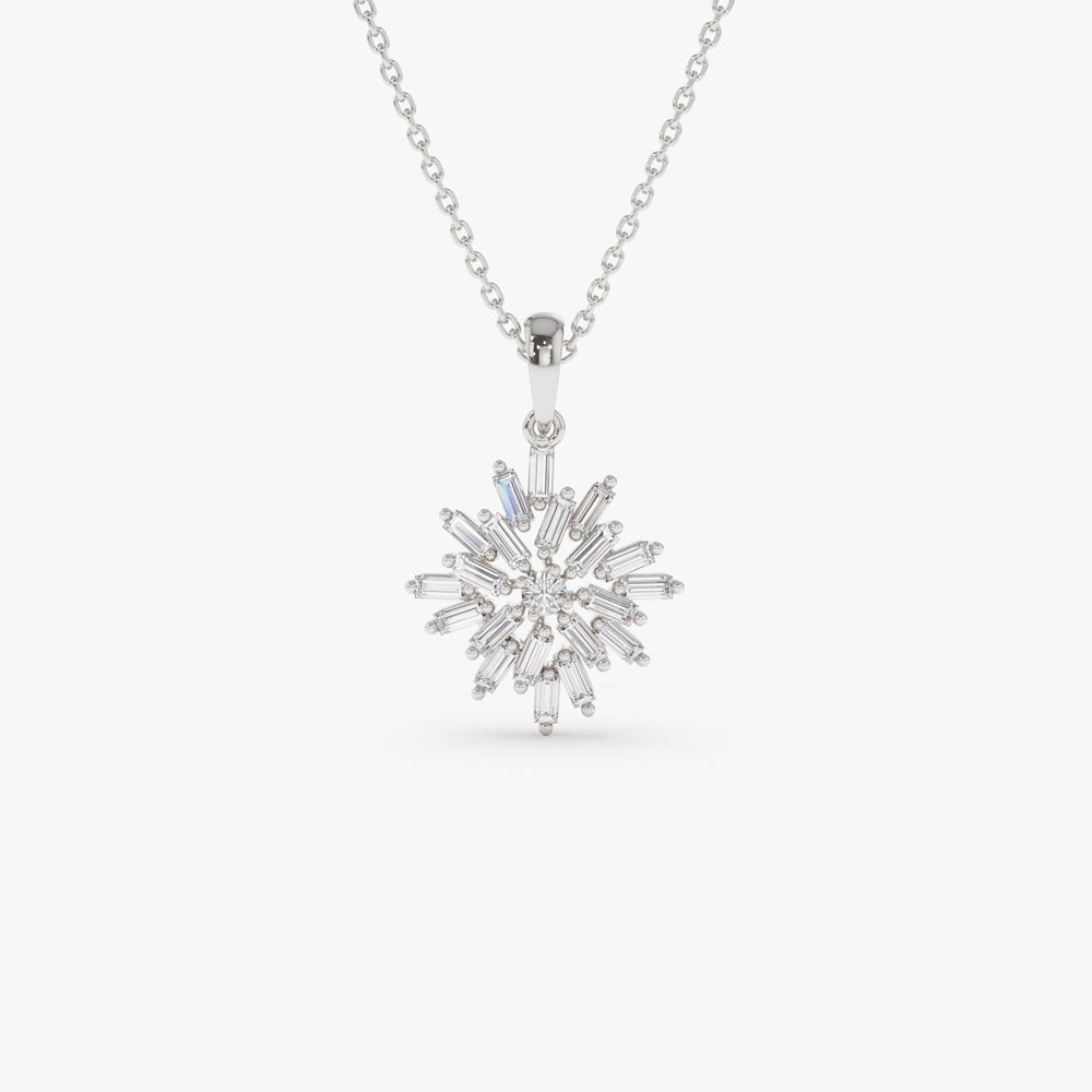OBFJ2189 - Baguette Diamond Cluster Pendant necklace in selectable metal and diamond options - Roselle Jewelry view 7