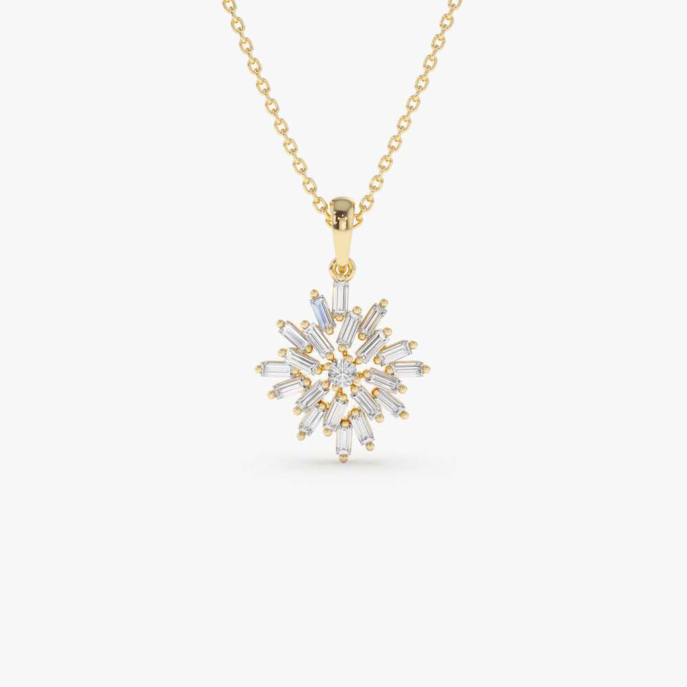 OBFJ2189 - Baguette Diamond Cluster Pendant necklace in selectable metal and diamond options - Roselle Jewelry view 9