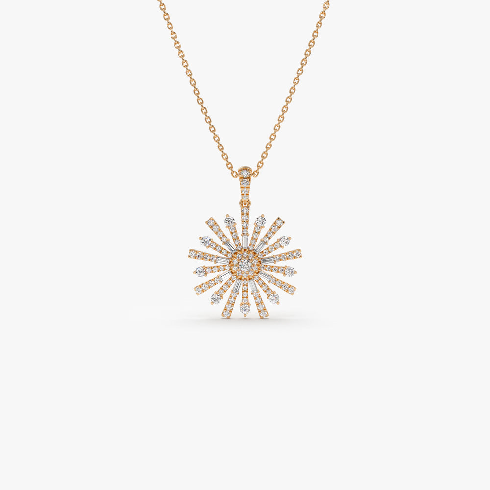 OBFJ1550 - 14k Baguette Diamond Unique Necklace 5