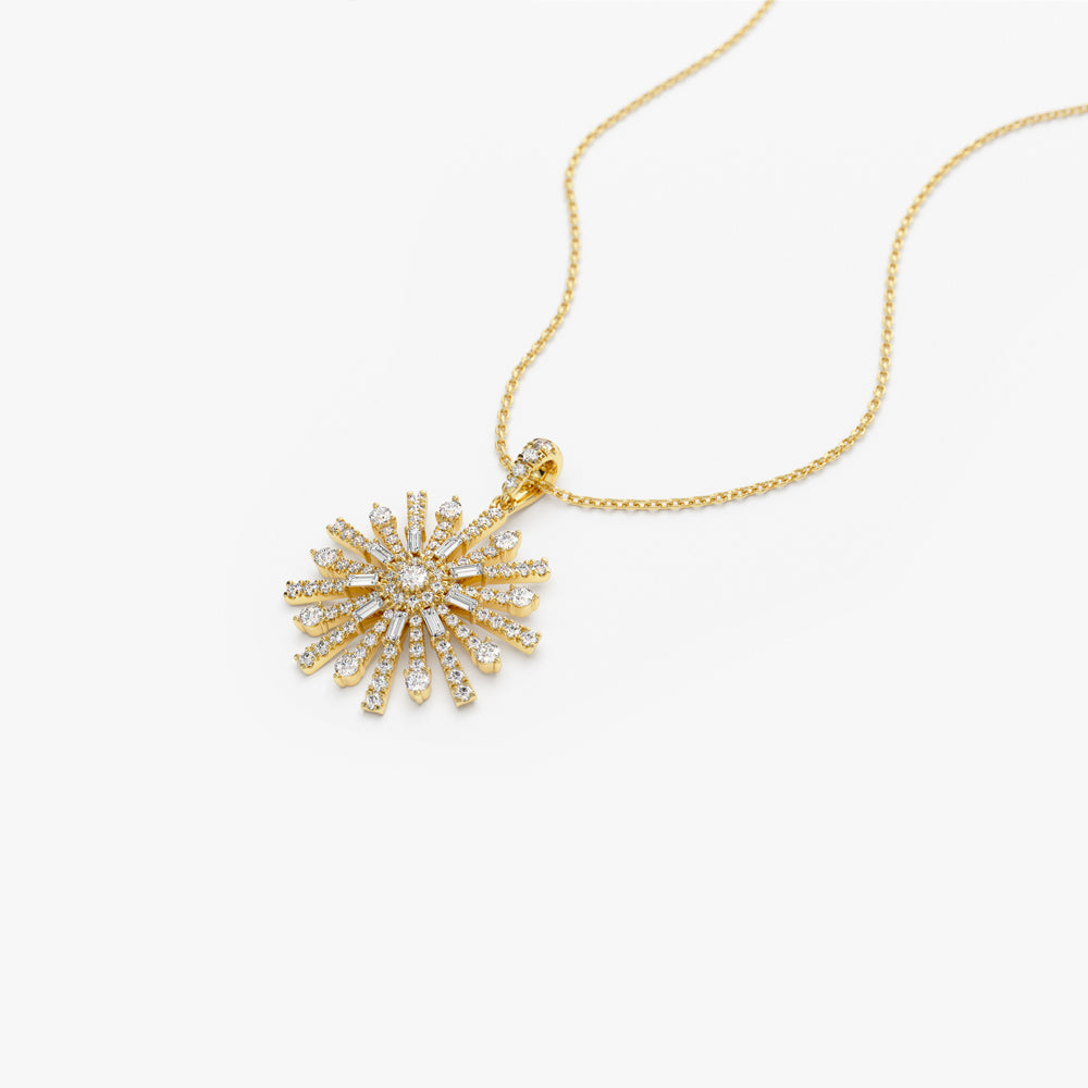 OBFJ1550 - 14k Baguette Diamond Unique Necklace 7