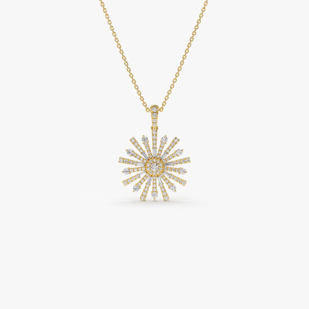 OBFJ1550 - 14k Baguette Diamond Unique Necklace 1