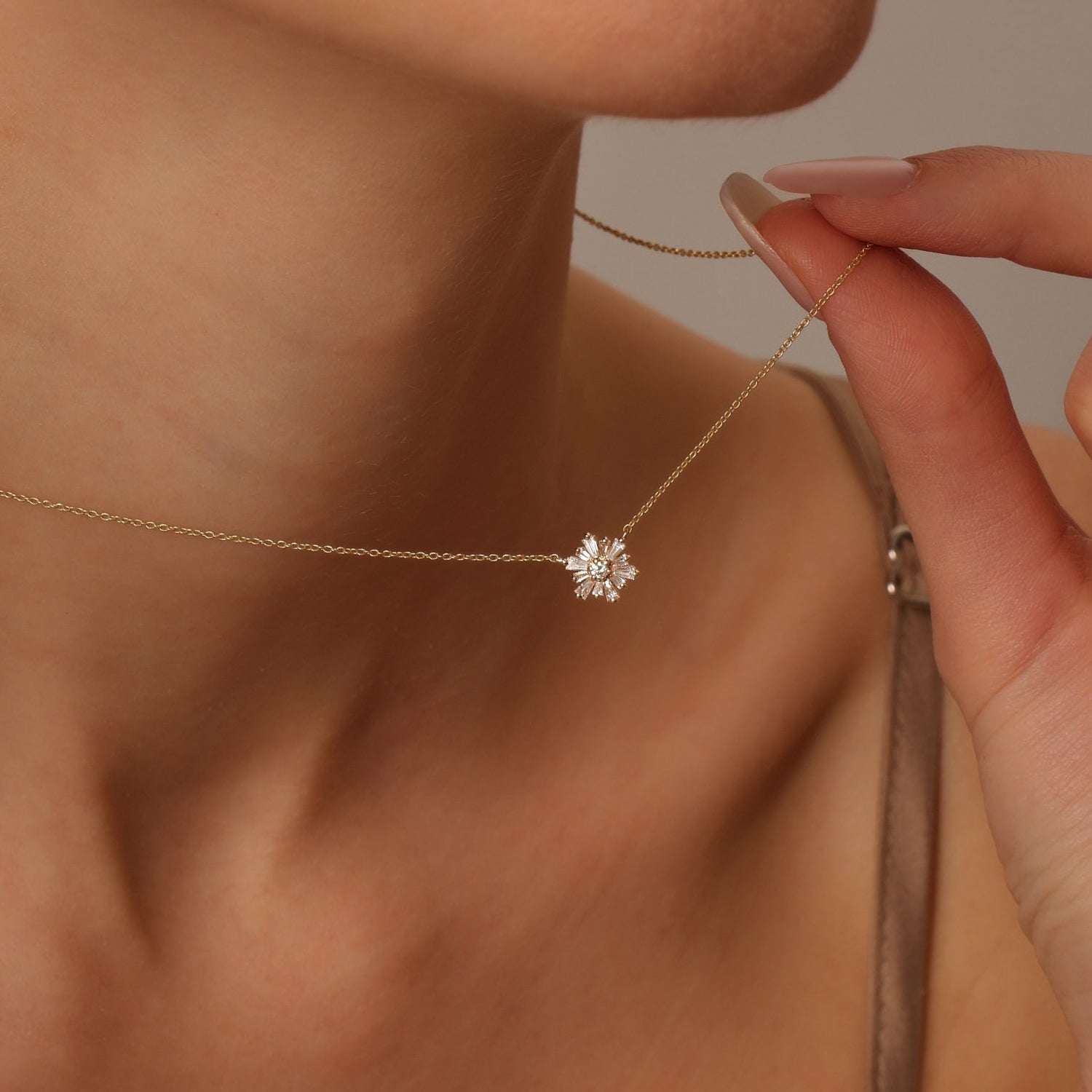 OBFJ1511 - 14k Tapered Baguette Diamond Necklace 3