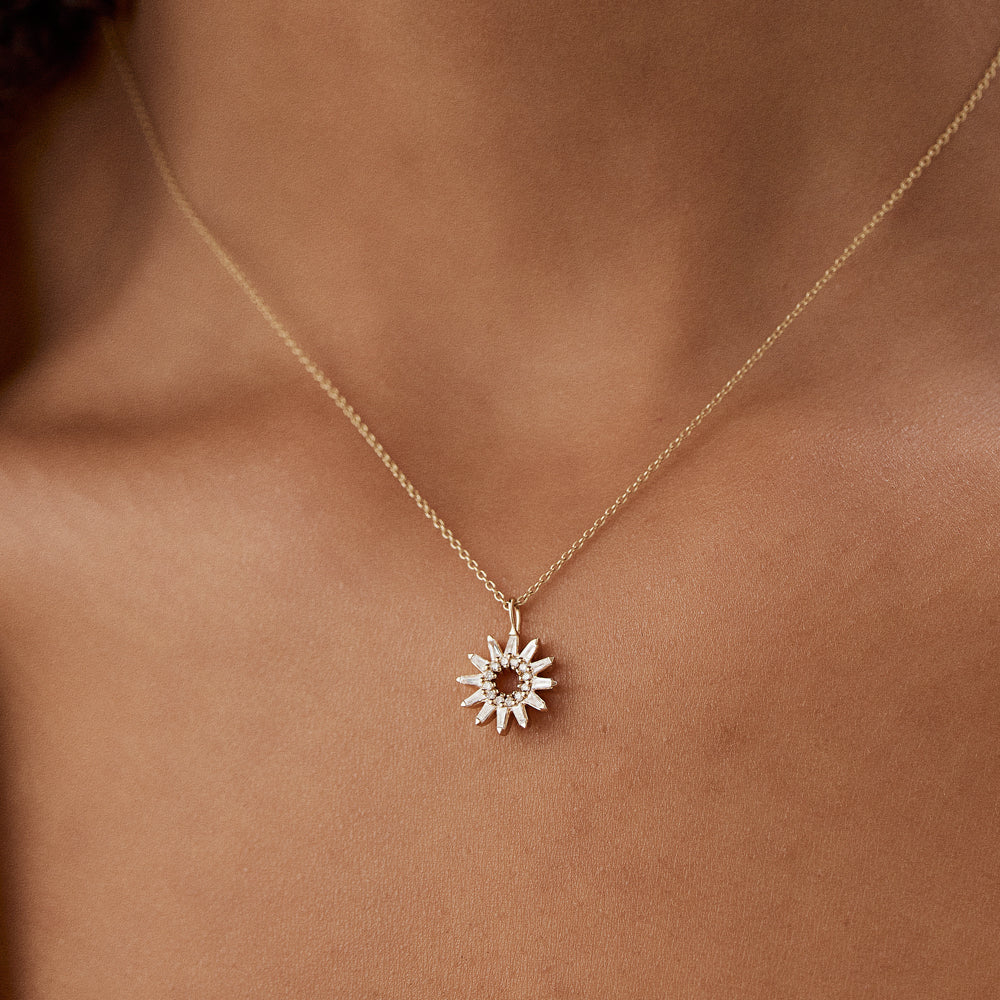 OBFJ1510 - 14k Baguette Diamond Star Pendant Necklace 2