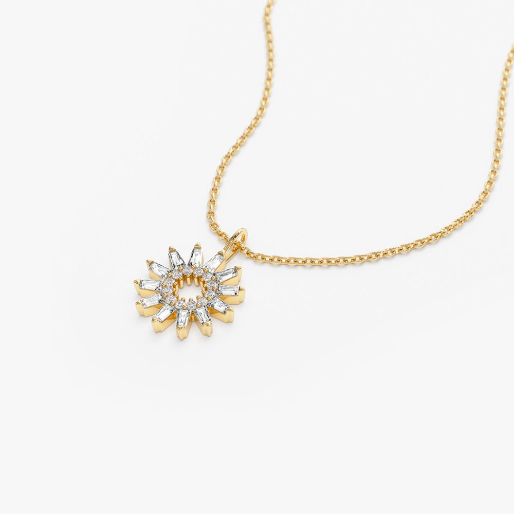 OBFJ1510 - 14k Baguette Diamond Star Pendant Necklace 5