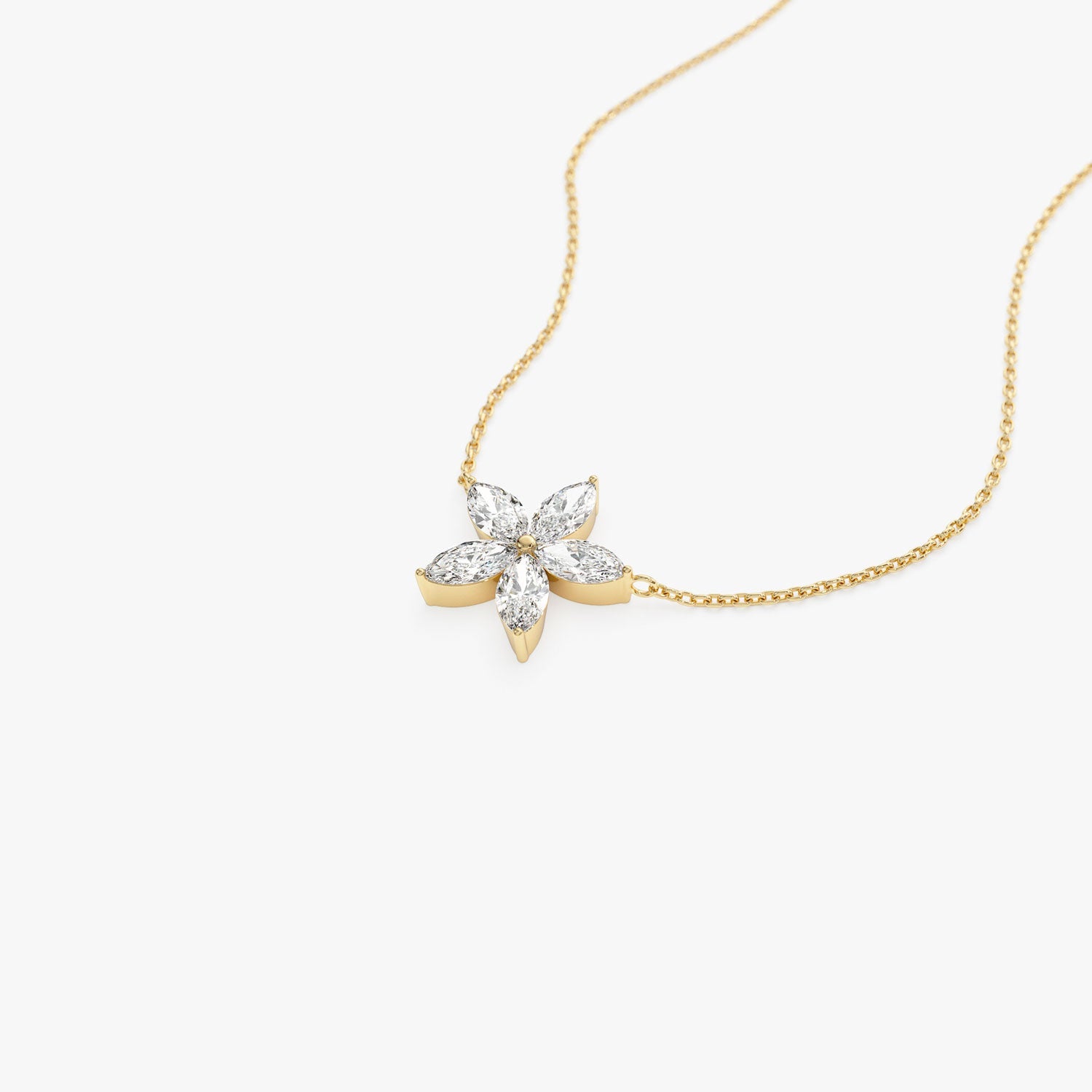 OBFJ1365 - 1.05 ctw 14K Marquise Shaped Flower Design Lab Grown Diamond Necklace - Vera 6