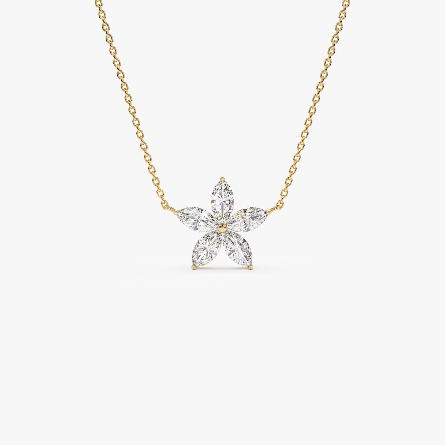 OBFJ1365 - 1.05 ctw 14K Marquise Shaped Flower Design Lab Grown Diamond Necklace - Vera 1