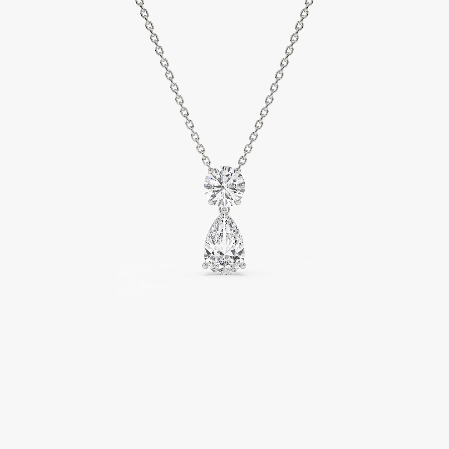 OBFJ1362 - 1.25 ctw 14K Basket Setting Pear Shape & Round Cut Lab Grown Diamond Necklace - Lila 5