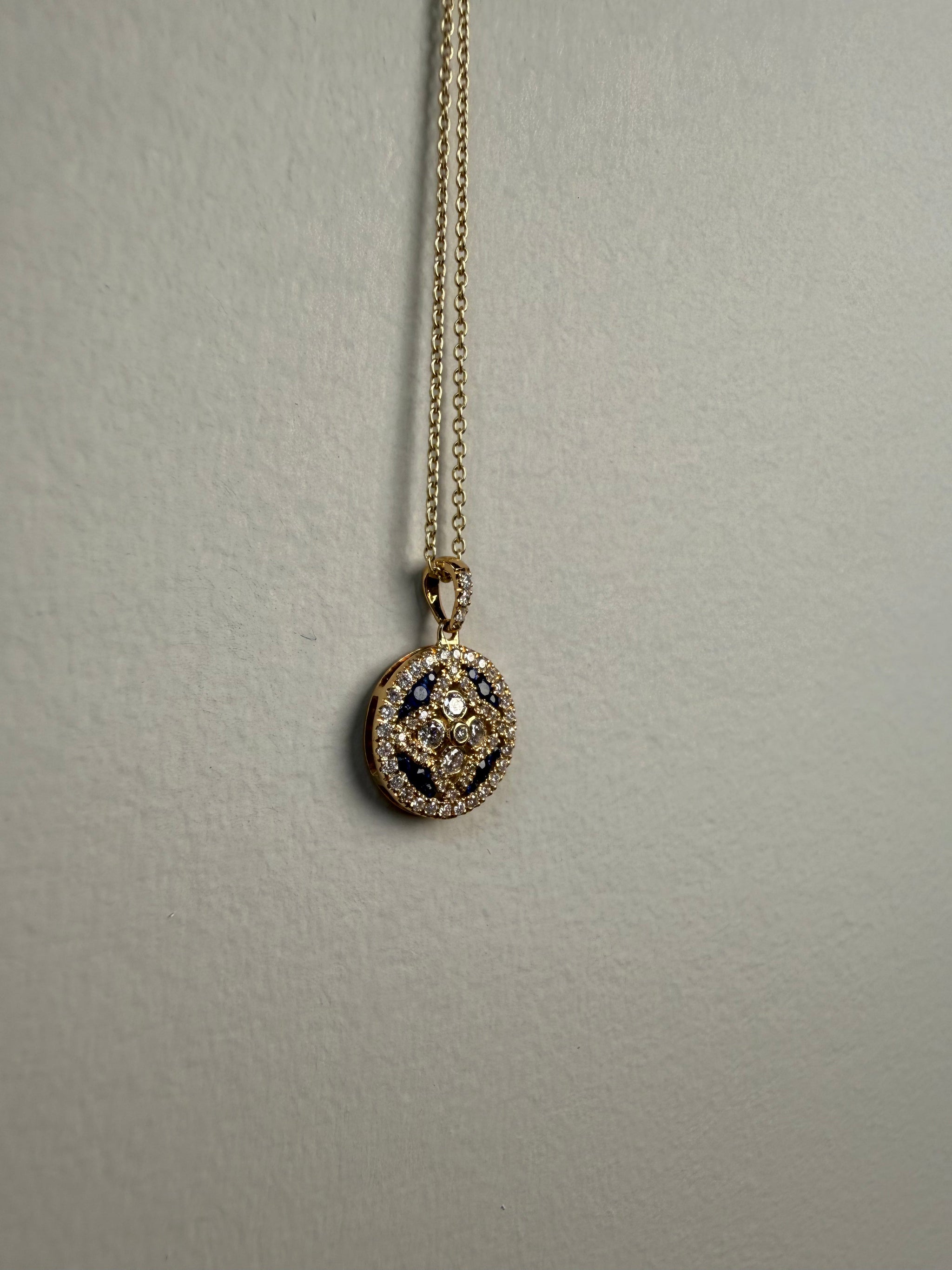 OBFJ0060 - 14k Gold Sapphire and Diamond Floral Design Necklace 7