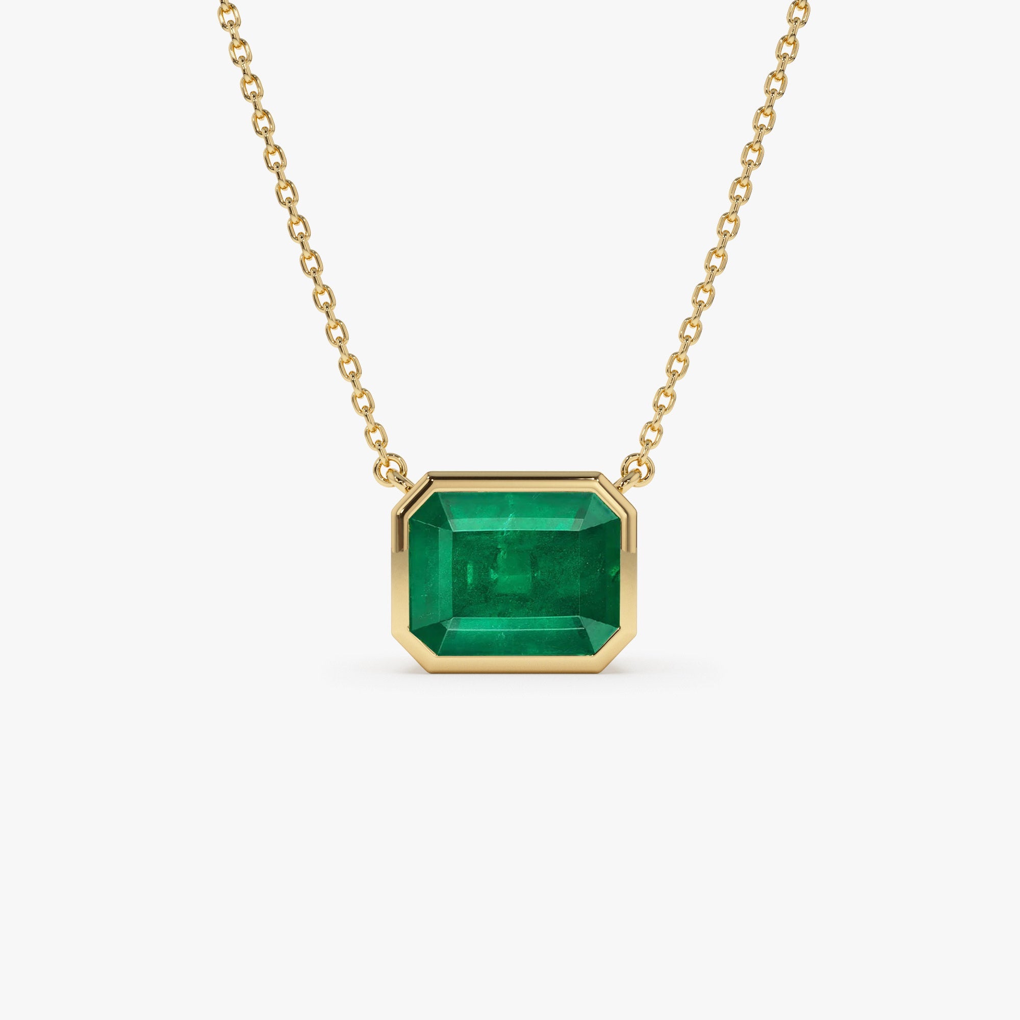 OBFJ1080 - 14k 1.50 - 2.20 Ctw Octagon Cut Bezel Setting Necklace 1