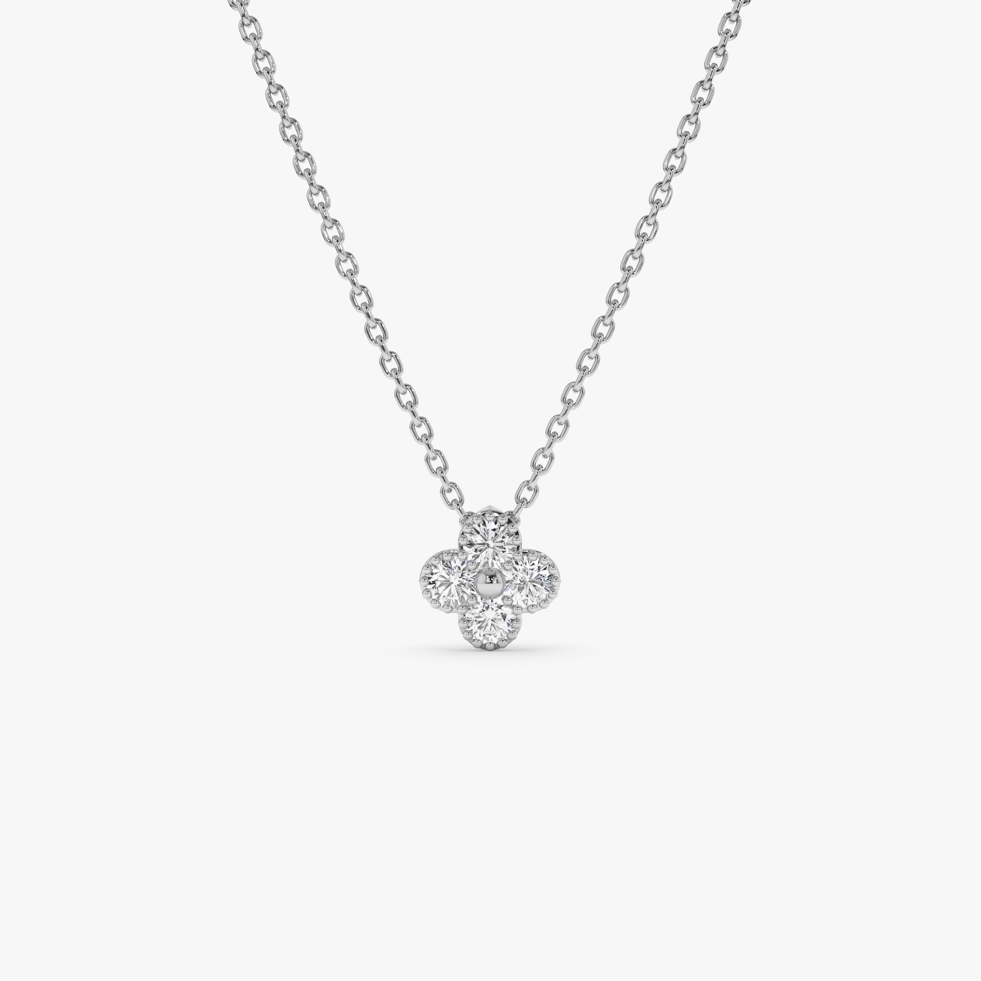 OBFJ1030 - 14k Diamond Clover Beaded Necklace 5