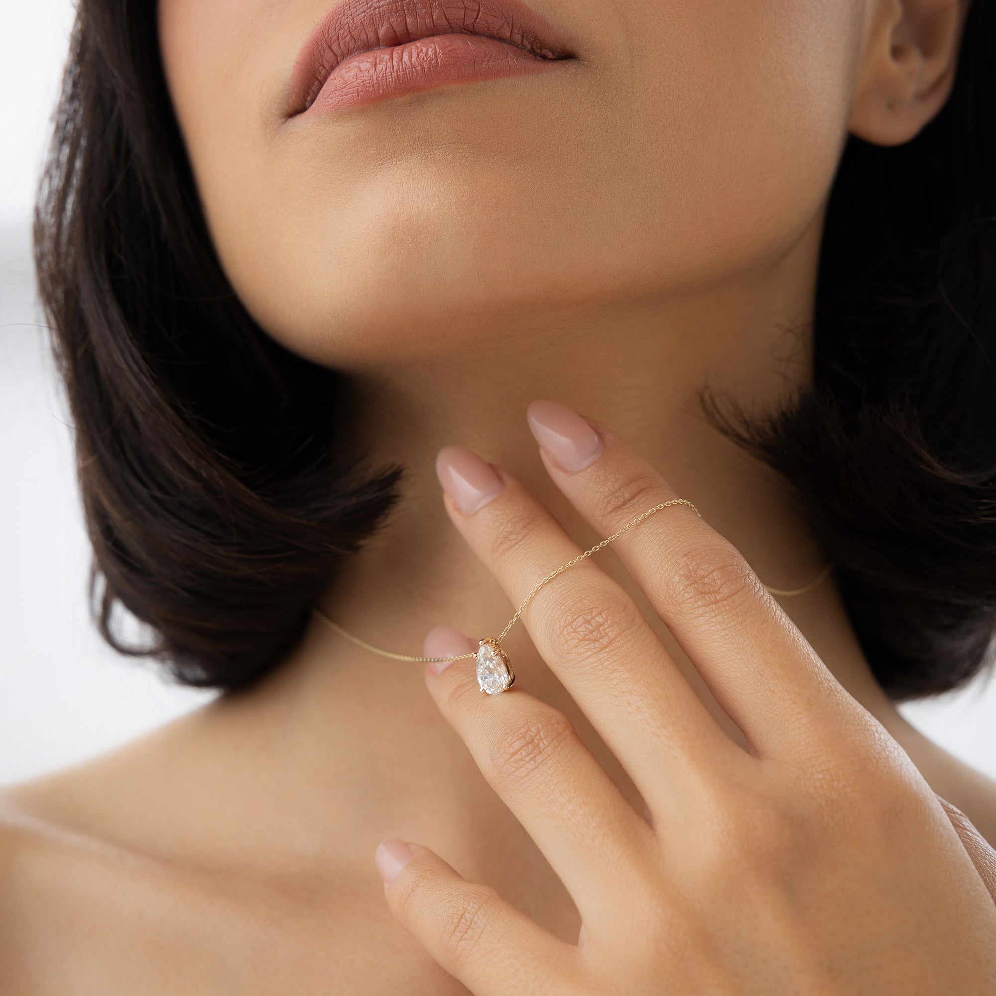 OBFJ1021 - 1.25 ctw 14k Five Prong Pear Shaped Lab Grown Diamond Necklace - Gianna 3