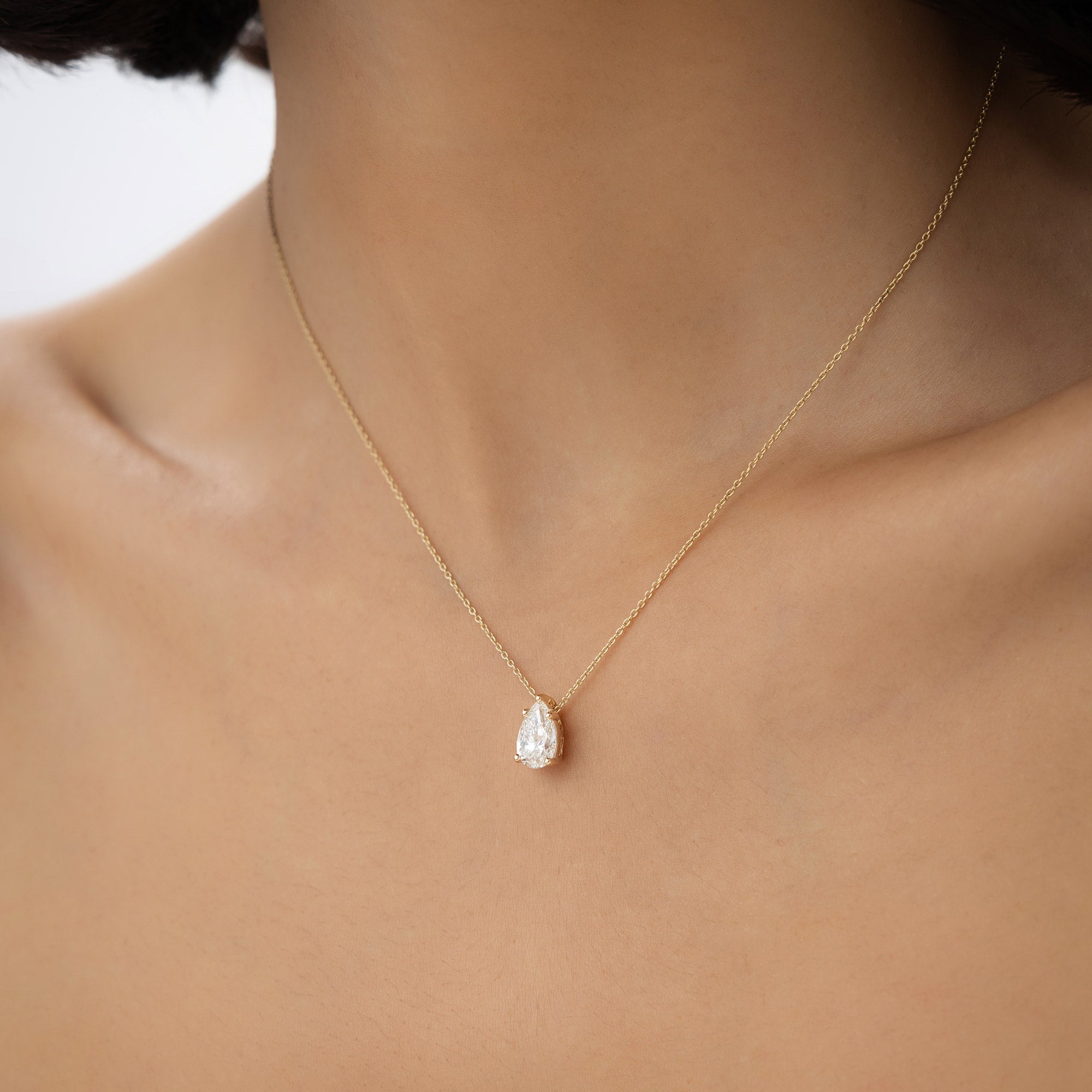 OBFJ1021 - 1.25 ctw 14k Five Prong Pear Shaped Lab Grown Diamond Necklace - Gianna 4