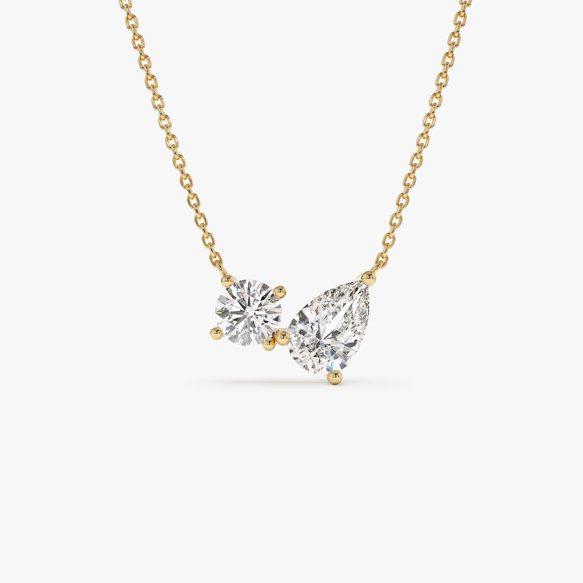 OBFJ0970 - 1.55 ctw 14k Pear Shaped and Round Lab Grown Diamond Neklace - Maria 1