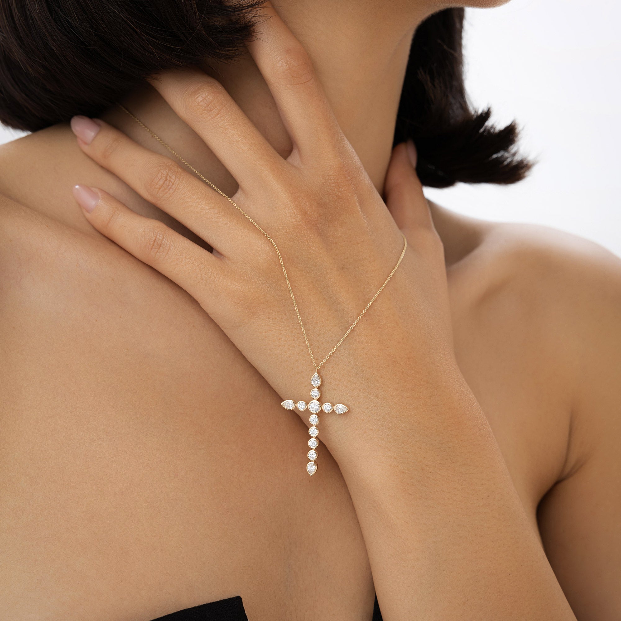 OBFJ0971 - 1.25 ctw 14k Mixed Shape Lab Grown Diamond Cross - Iris 4