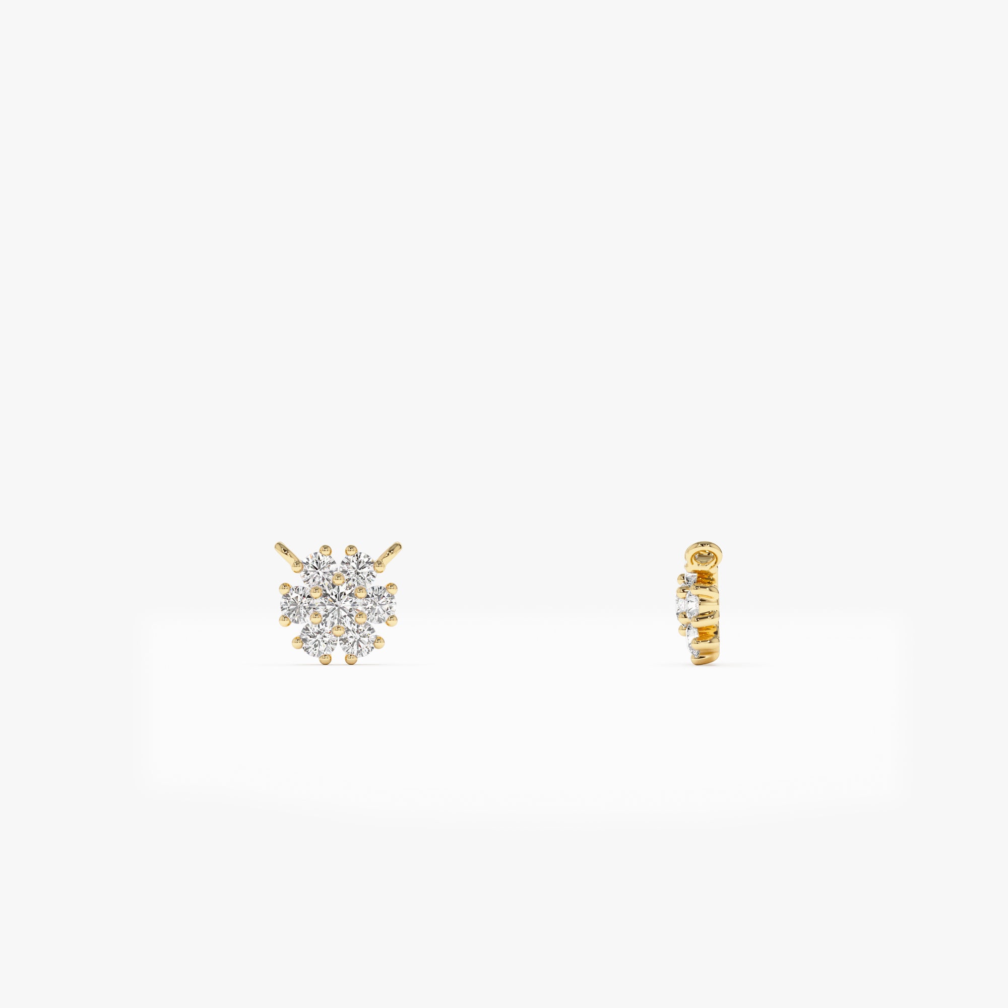 OBFJ1011 - 14k Cluster Flower Diamond Necklace 7