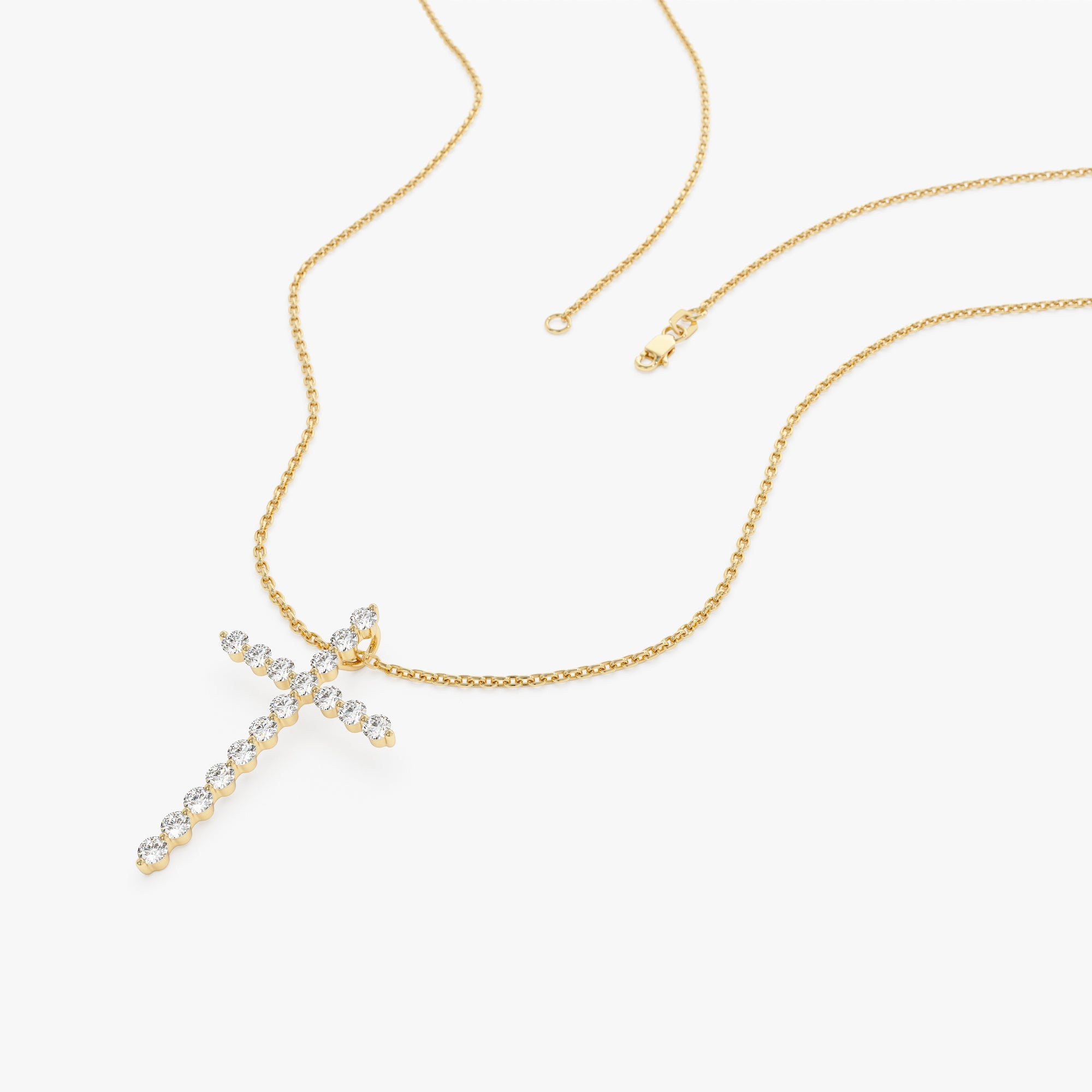 OBFJ1010 - 14k Single Shared Prong Diamond Cross 7