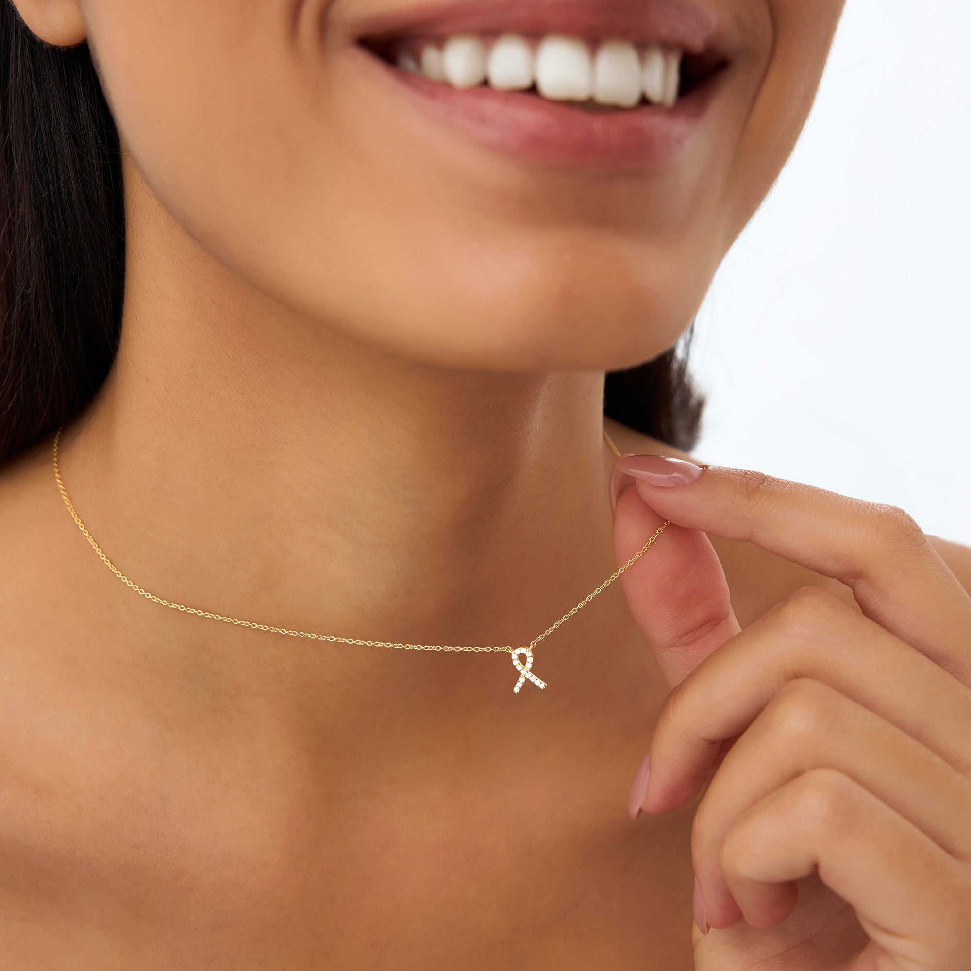 OBFJ1031 - 14k Diamond Ribbon Necklace 2
