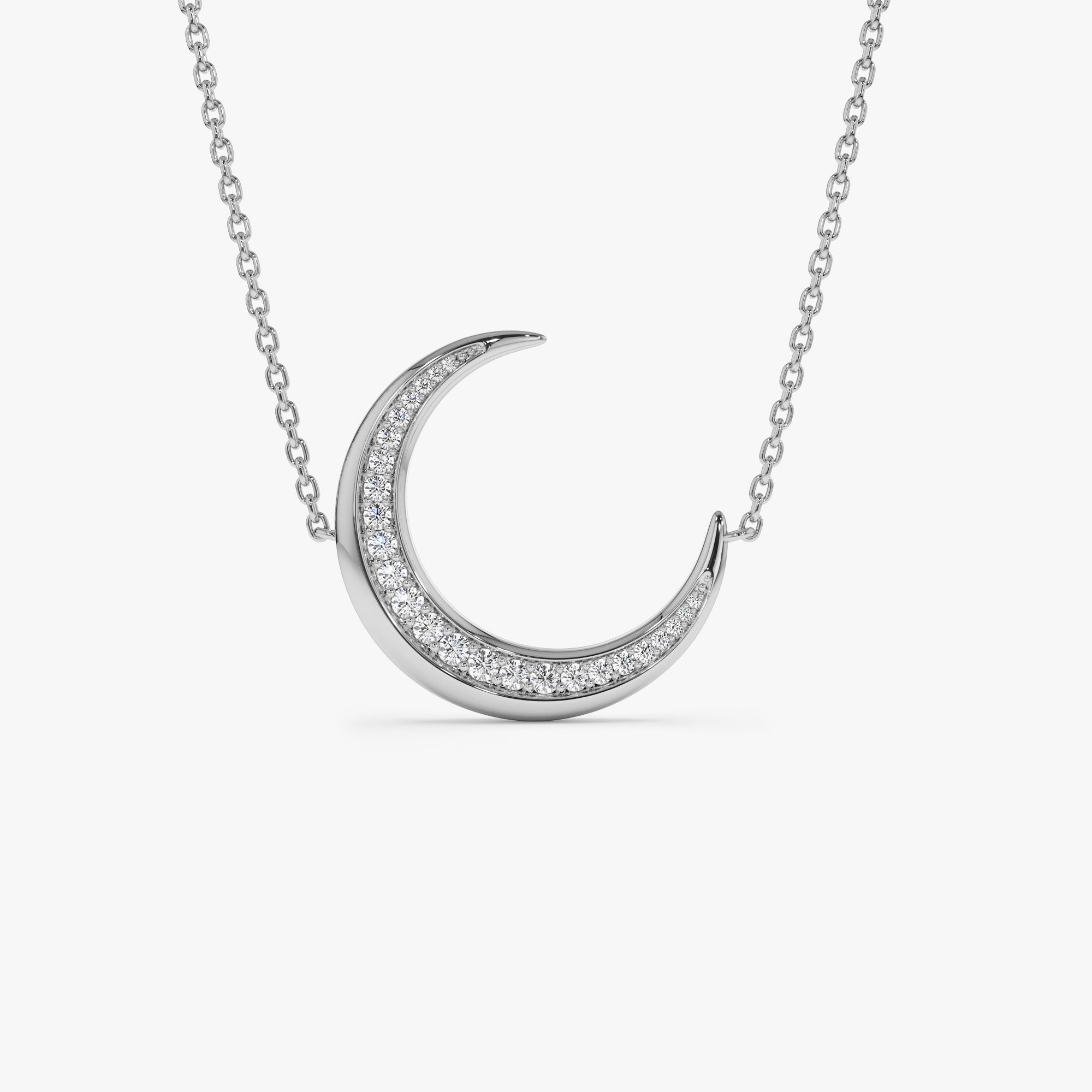 OBFJ1003 - 14k Large Diamond Crescent Moon Necklace 6