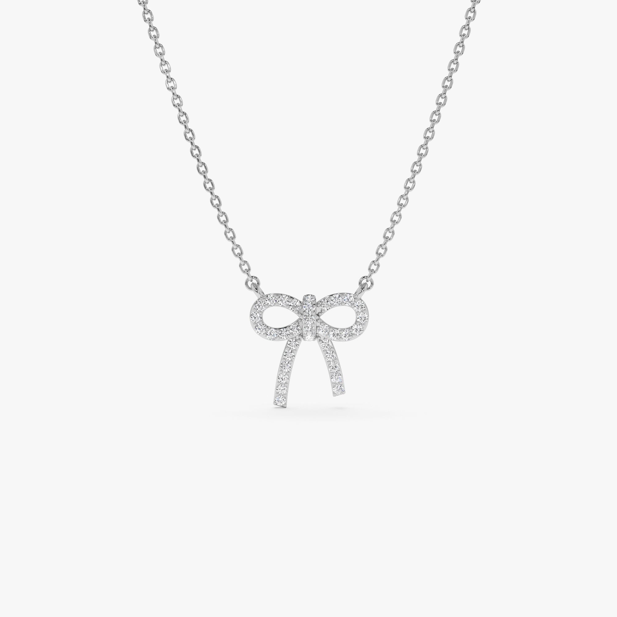 OBFJ0906 - 14k Diamond Bow Necklace 6