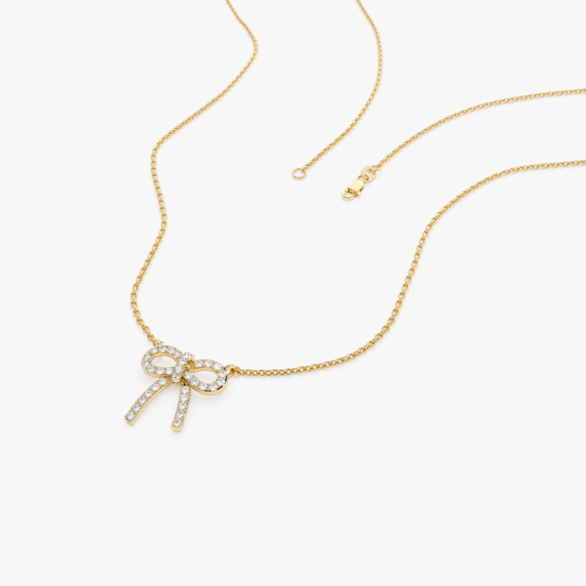 OBFJ0906 - 14k Diamond Bow Necklace 7