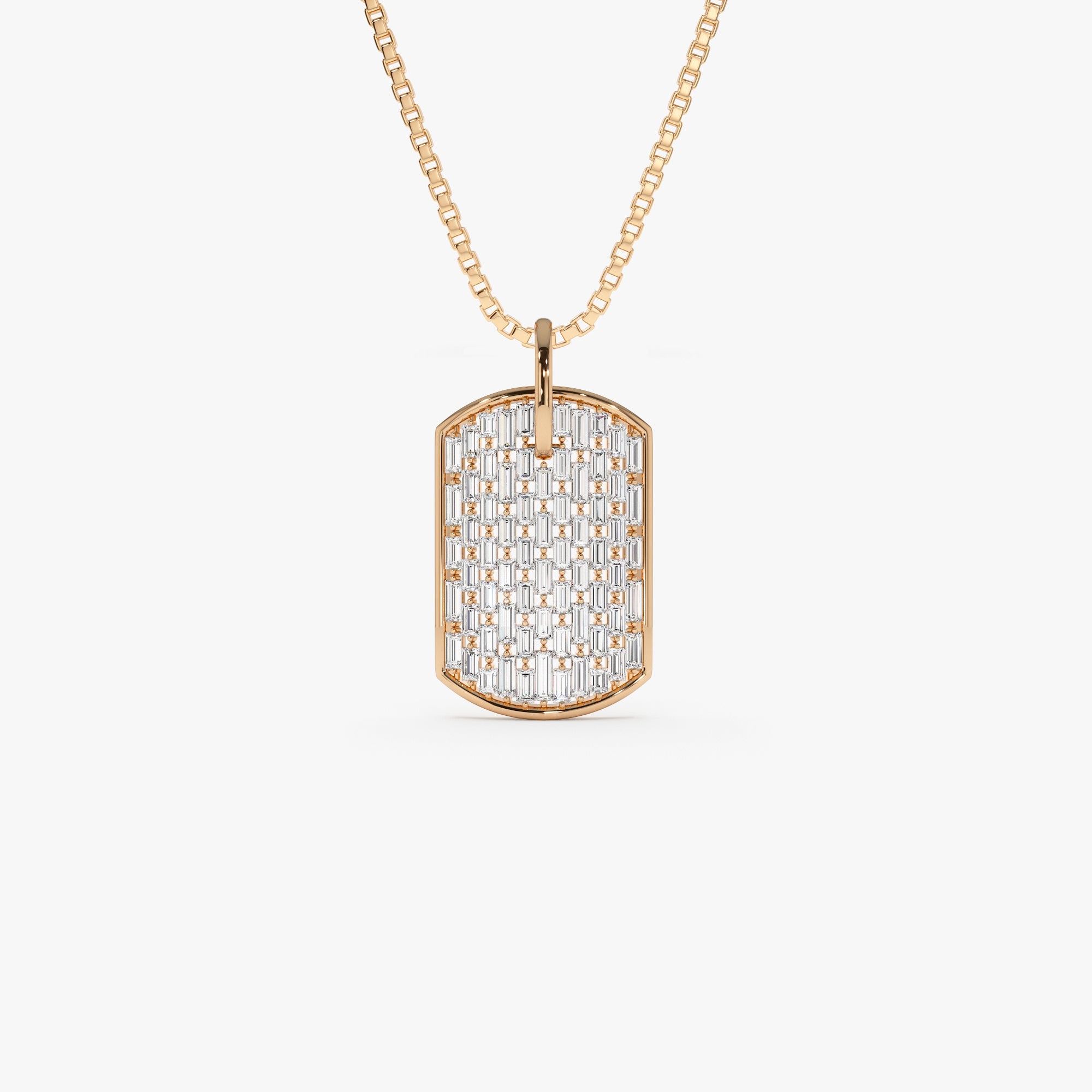 OBFJ0867 - 14K Baguette Diamond Dog Tag Pendant 7