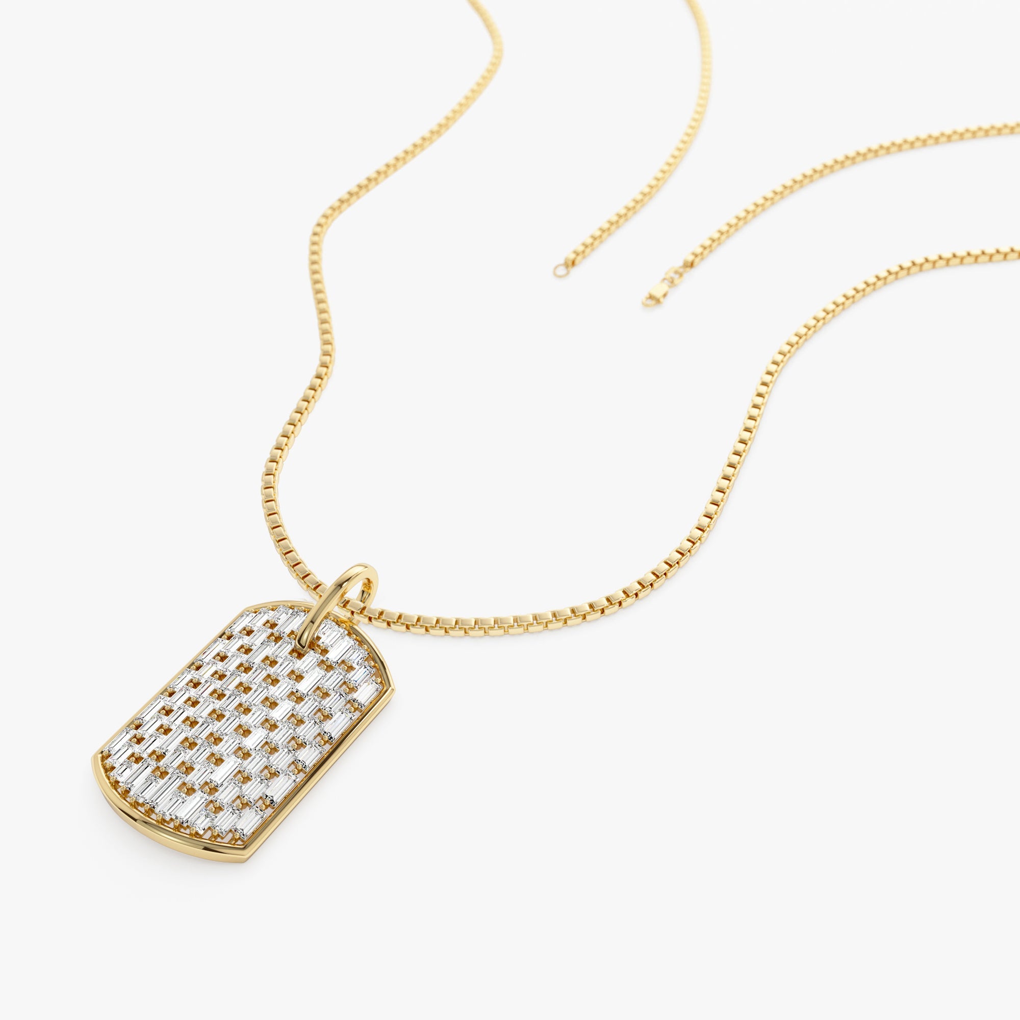 OBFJ0867 - 14K Baguette Diamond Dog Tag Pendant 8