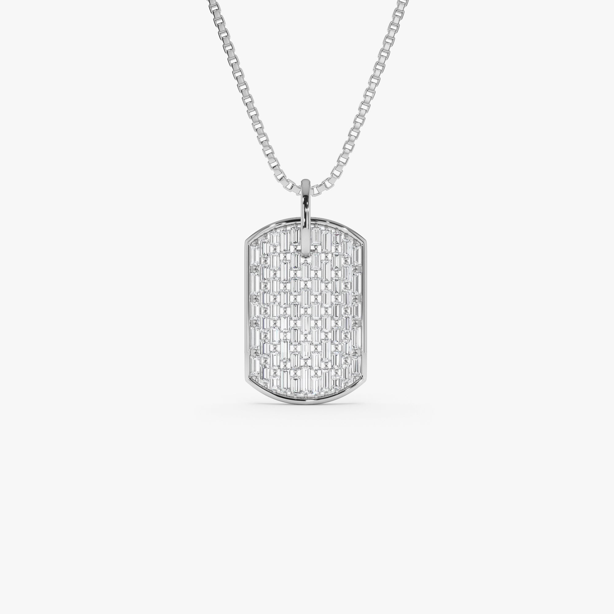 OBFJ0867 - 14K Baguette Diamond Dog Tag Pendant 6