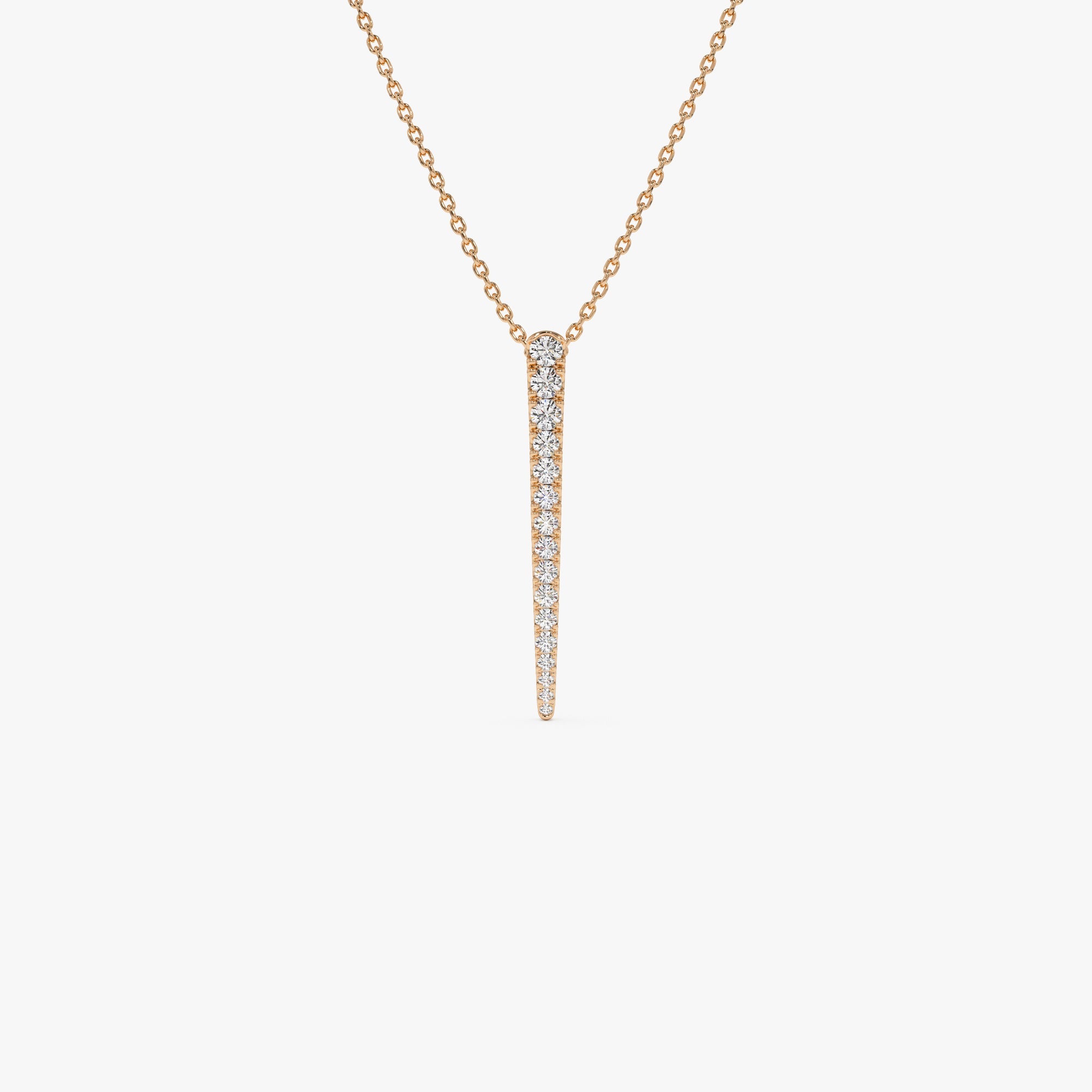 OBFJ0872 - 14K Tapered Diamond Bar Necklace 7